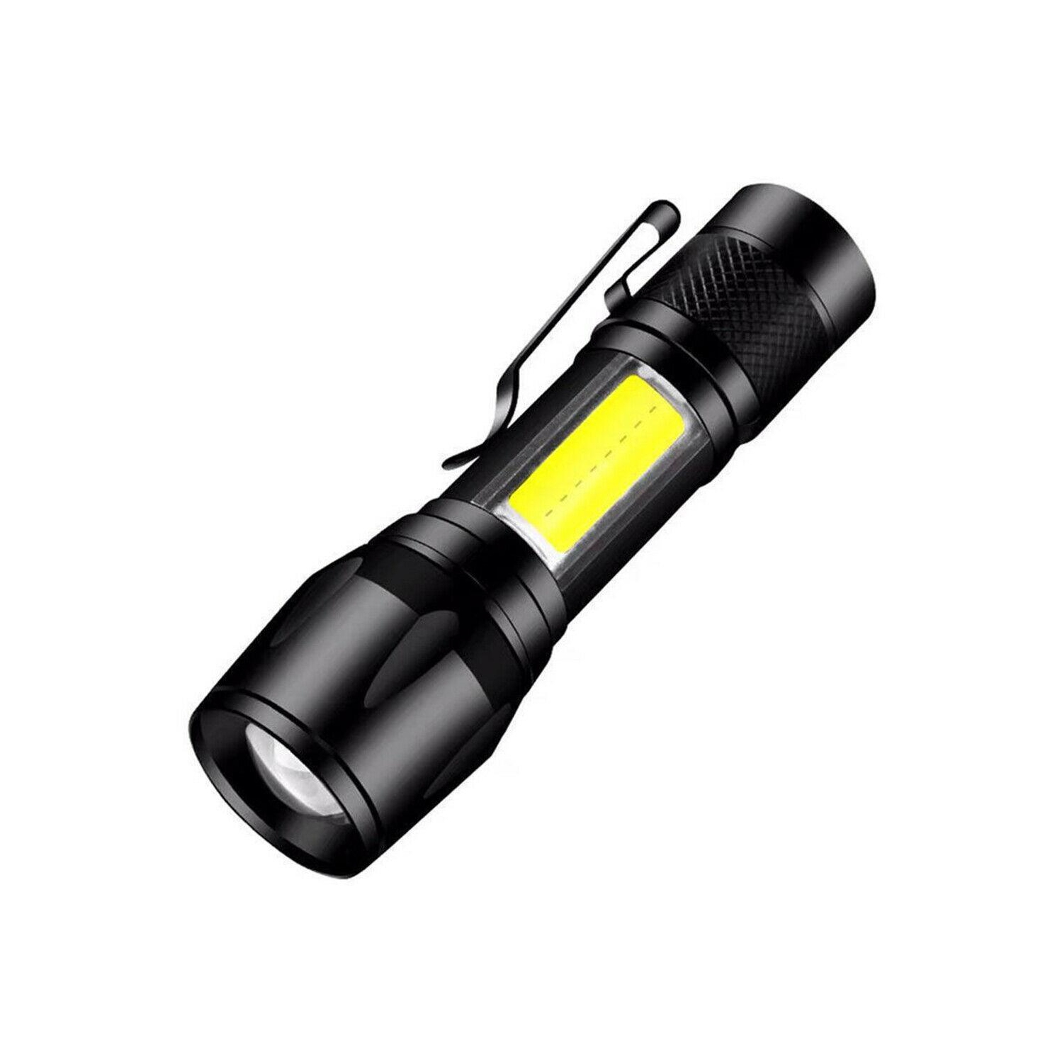 XPE+COB LED Flashlight USB Rechargeable IPX4 3 Modes Emergency Torch Light