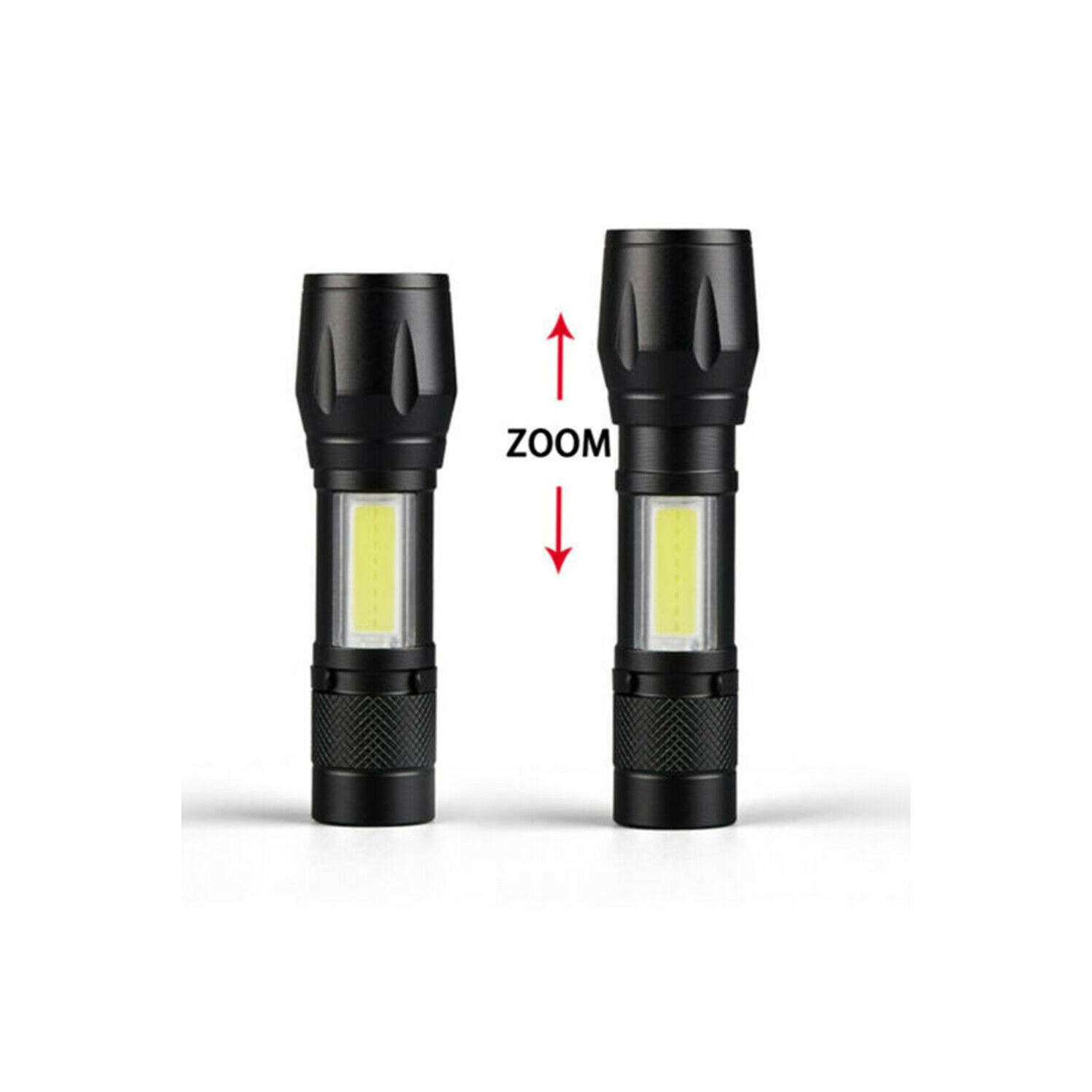 XPE+COB LED Flashlight USB Rechargeable IPX4 3 Modes Emergency Torch Light