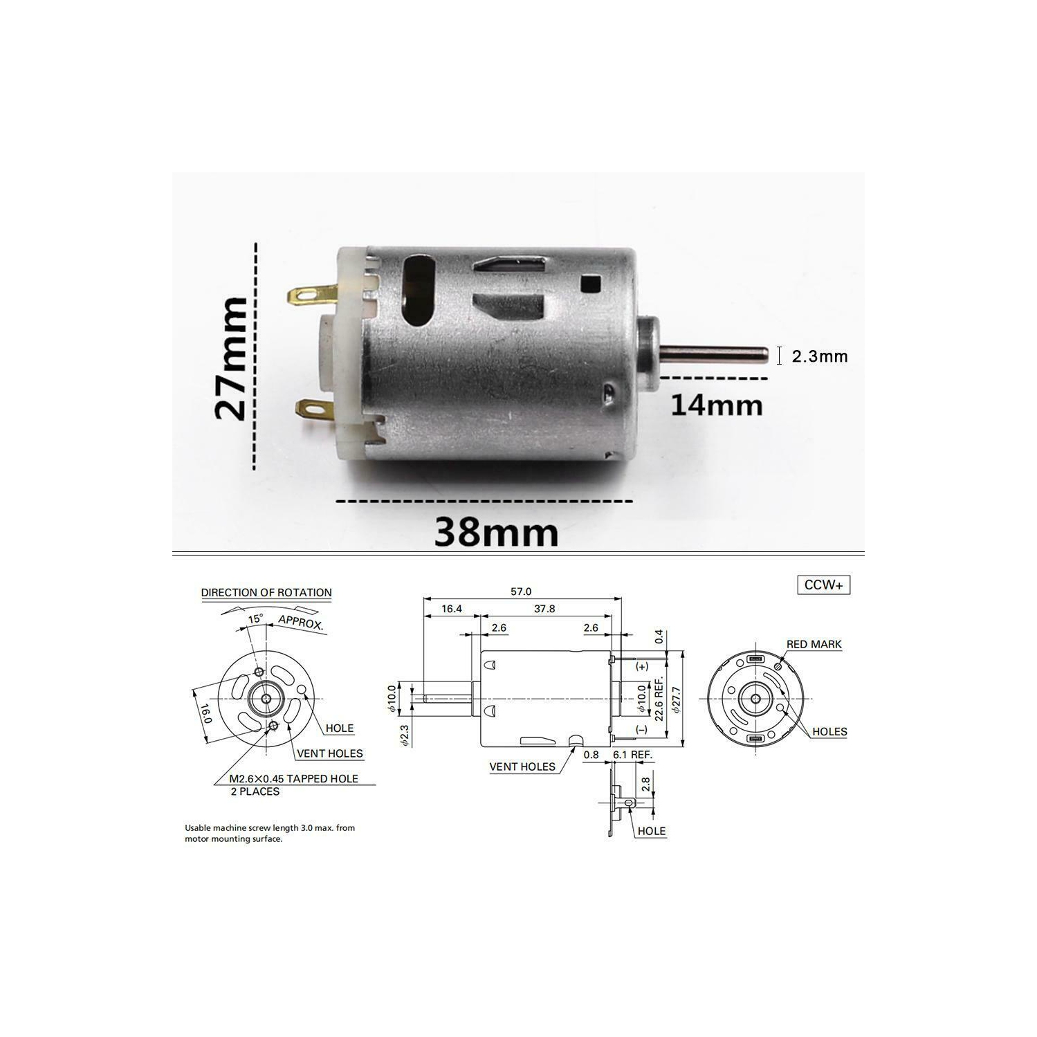 RS-385 High Speed Micro DC Motor Brushed Metal Stainless Steel Gear Motor