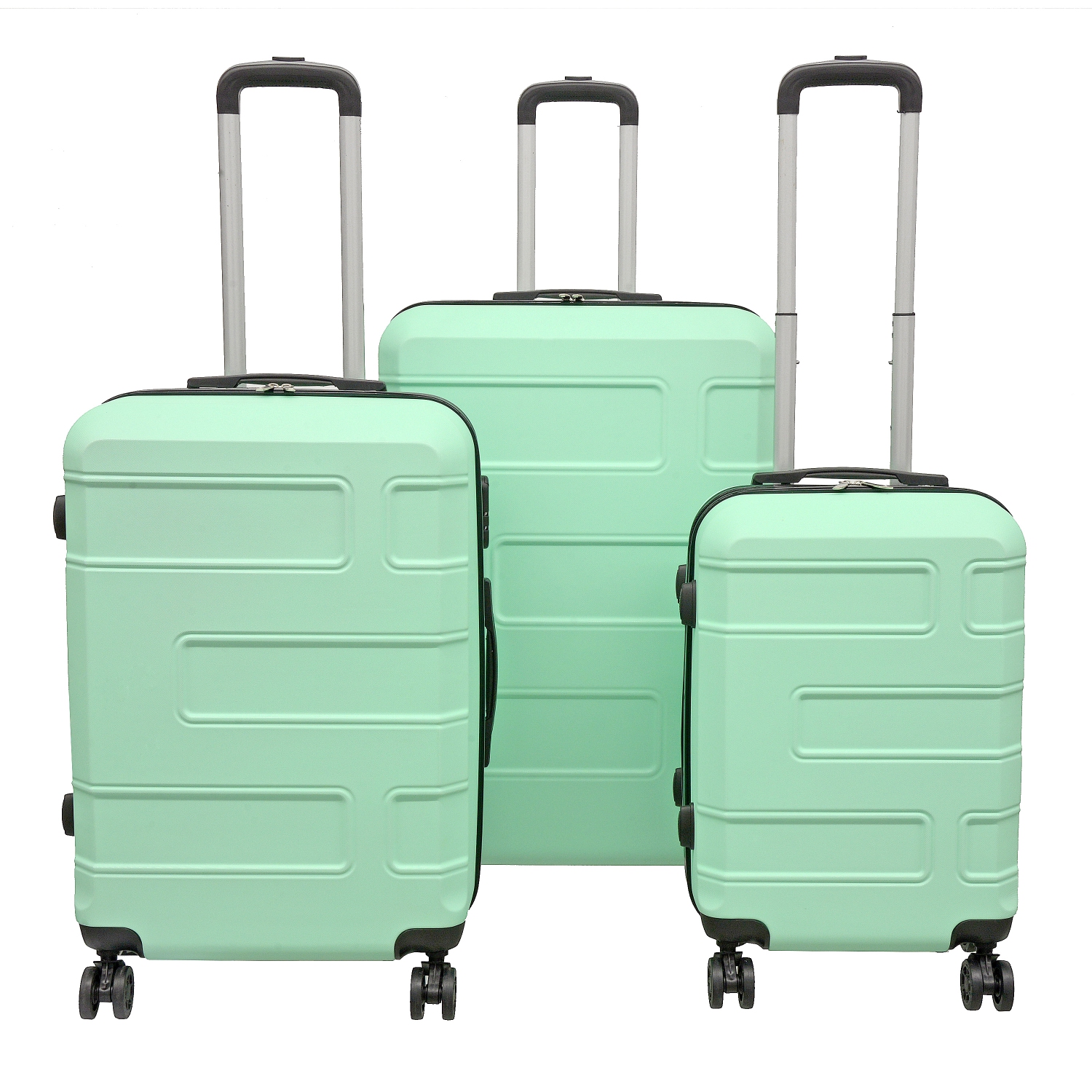NICCI Deco Collection ABS Plastic 4-Wheel Spinner Hardside Luggage 24" Medium, Mint Green