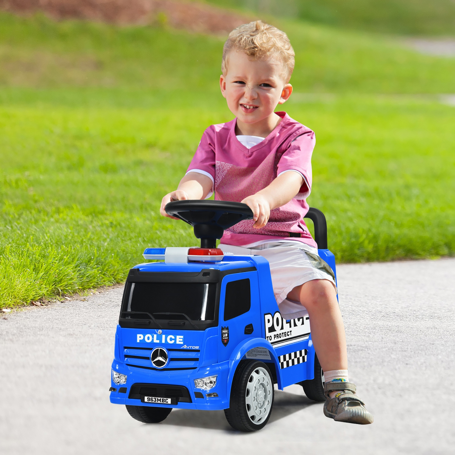 Costway Kids Ride On Push Police Car Licensed Mercedes Benz Push and Ride Racer