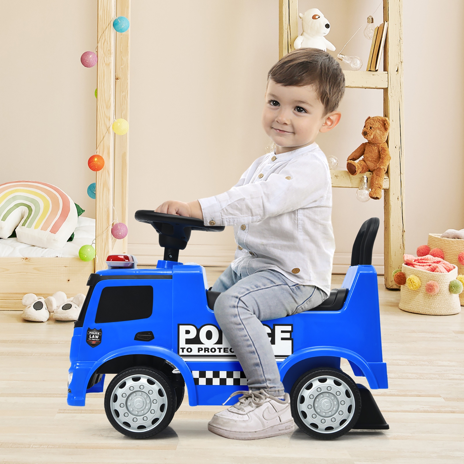 Costway Kids Ride On Push Police Car Licensed Mercedes Benz Push and Ride Racer