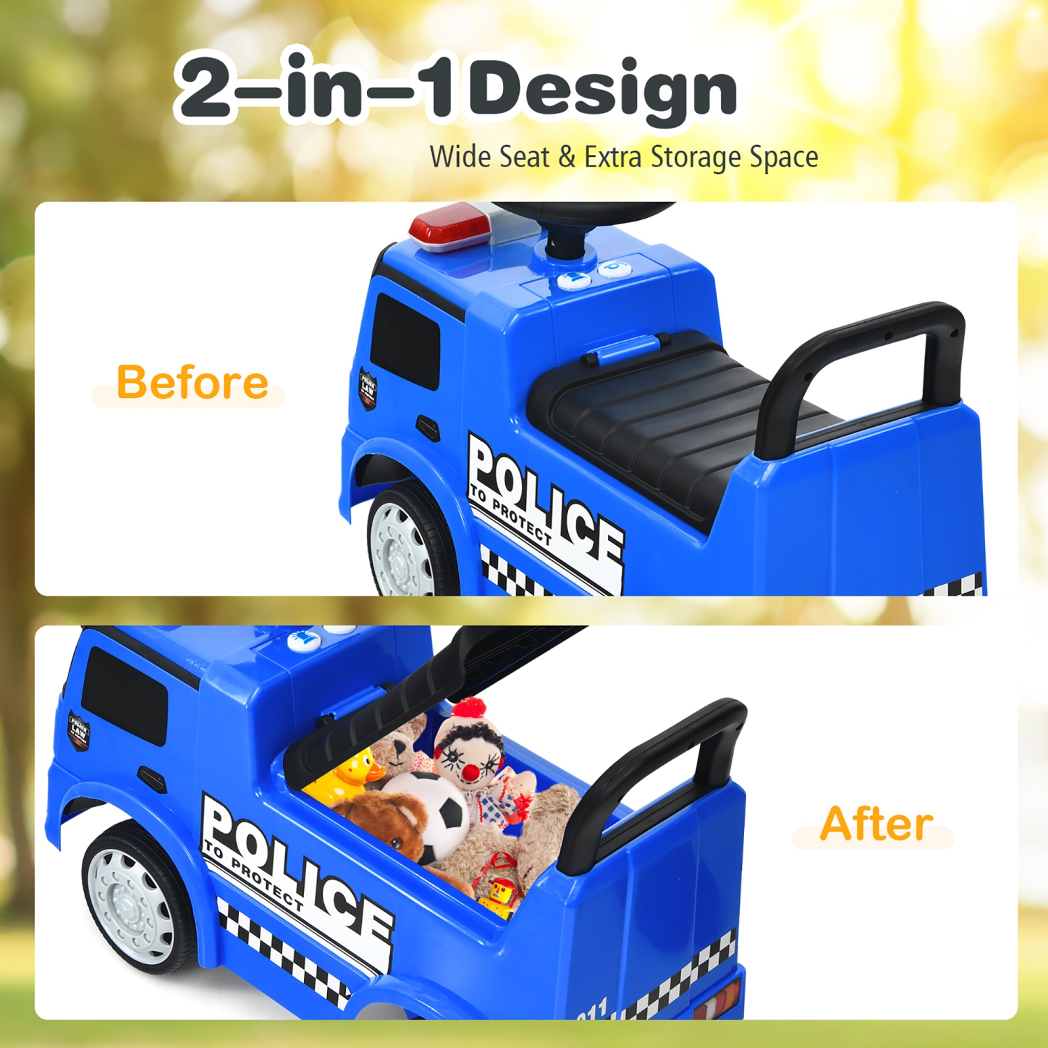 Costway Kids Ride On Push Police Car Licensed Mercedes Benz Push and Ride Racer