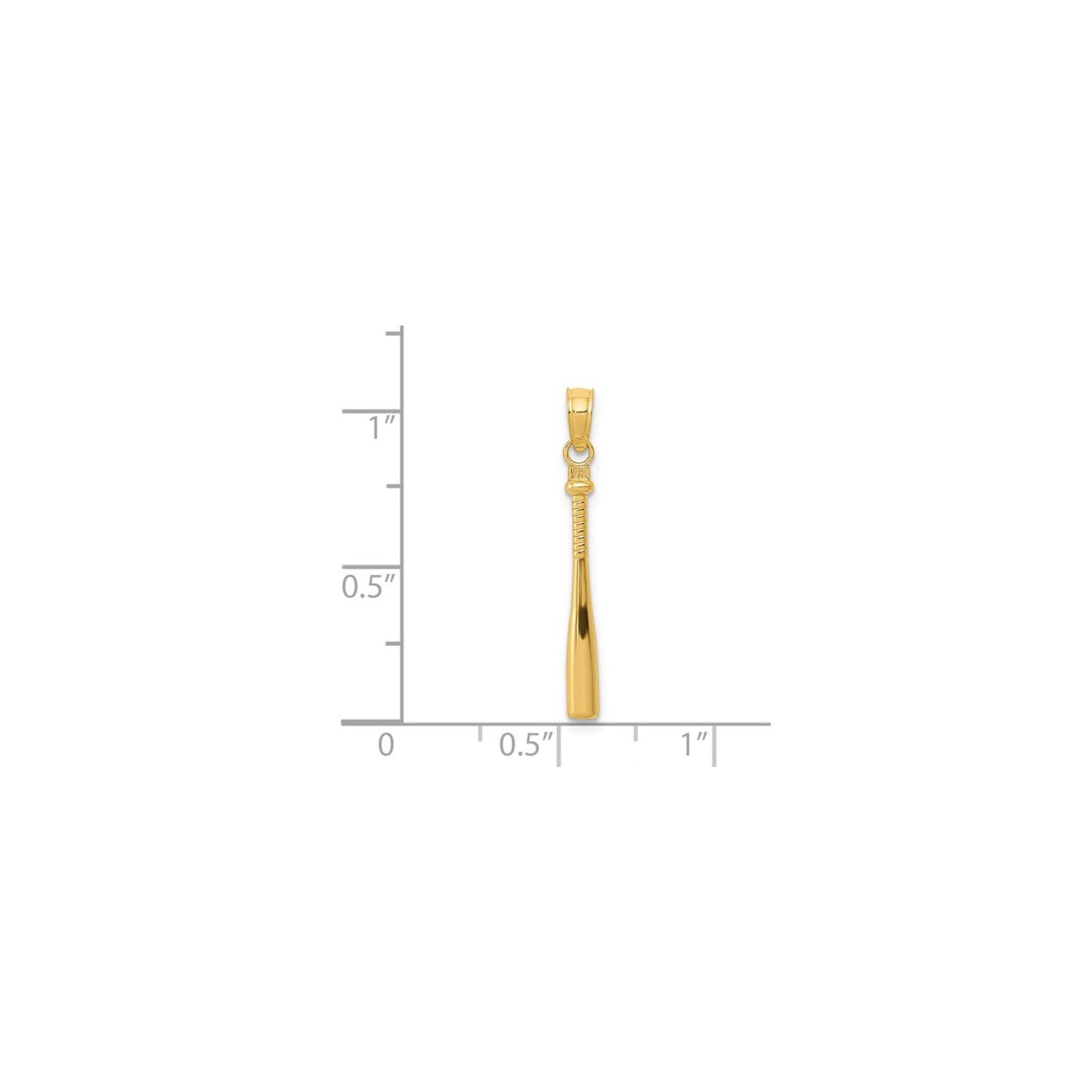 14K Yellow Gold Baseball Bat Pendant Necklace in with Chain