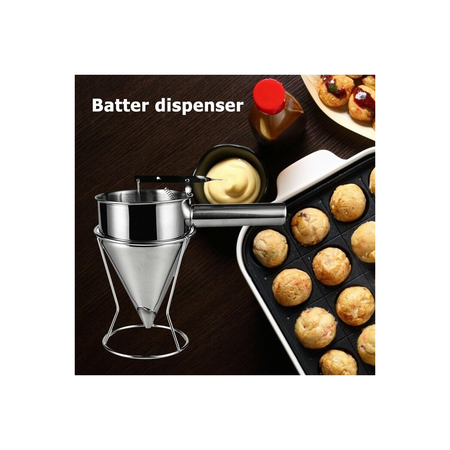 Baking Cake Batter Piston Funnel Stainless Steel Cream Dosing Dispenser