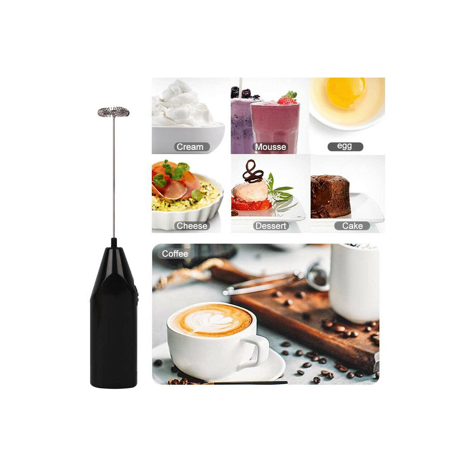 Handheld Cream Beater Milk Coffee Whisk Mixer Electric Egg Frother Stirrer