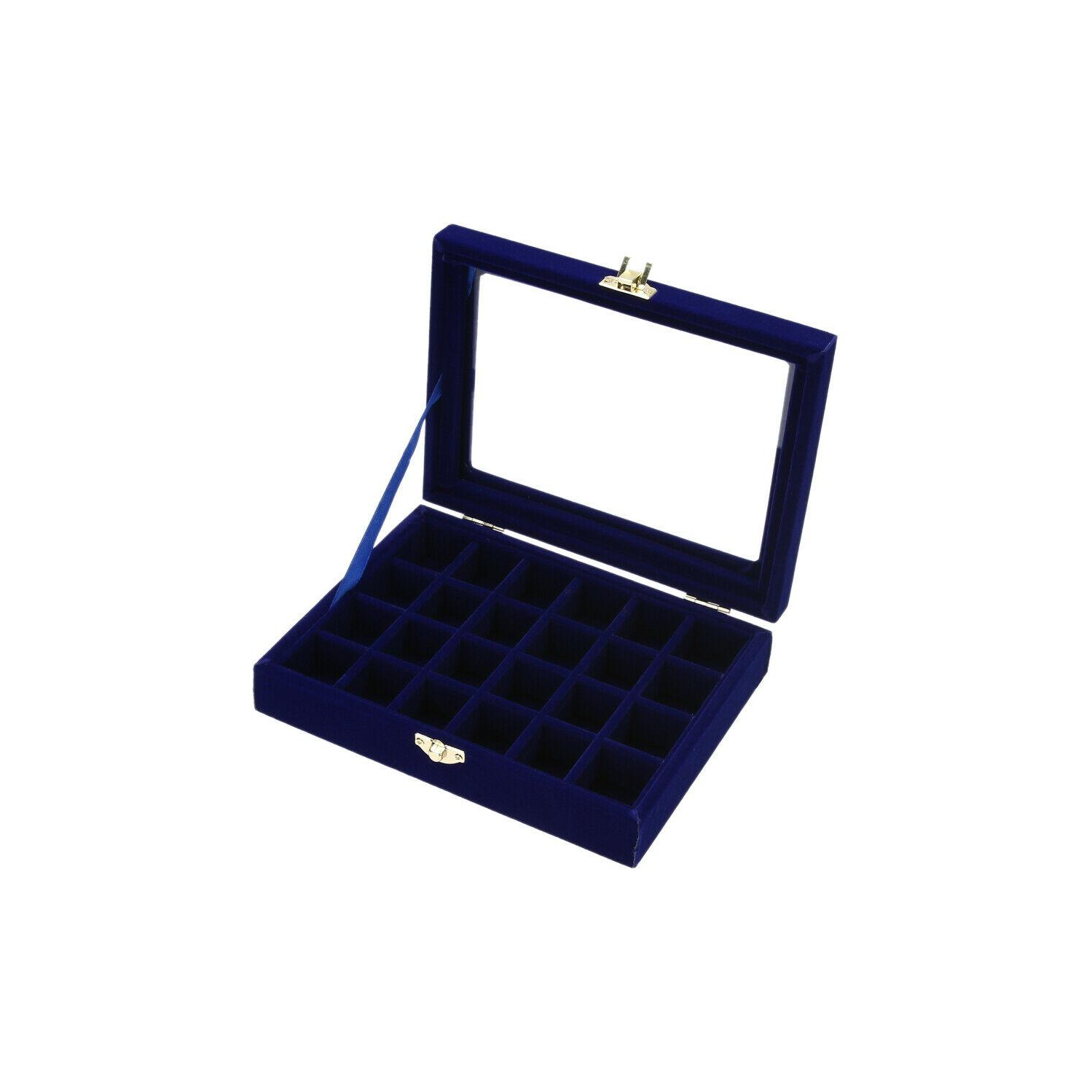 Coffret à bijoux en verre de velours avec plateau de rangement