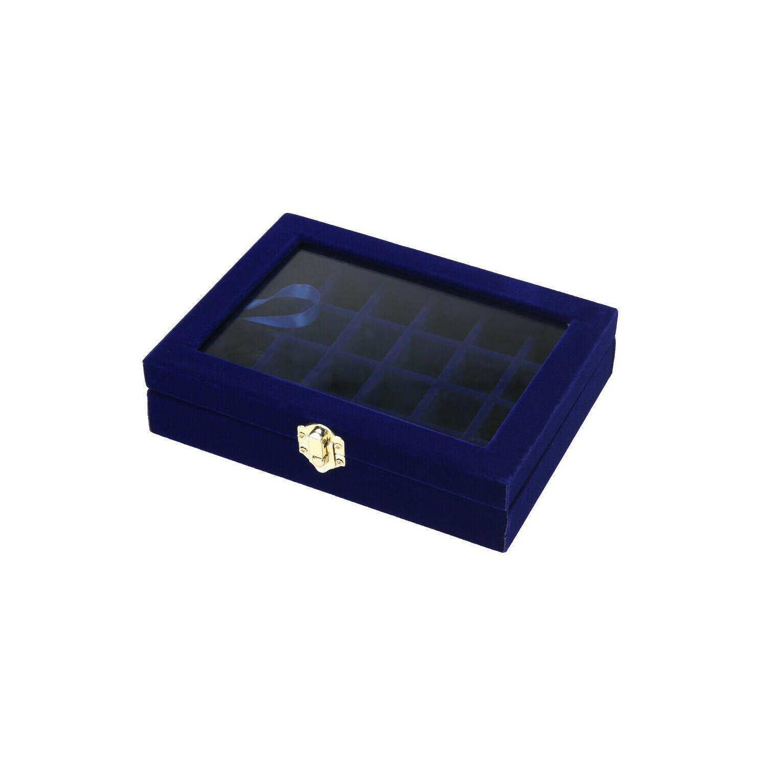 Coffret à bijoux en verre de velours avec plateau de rangement