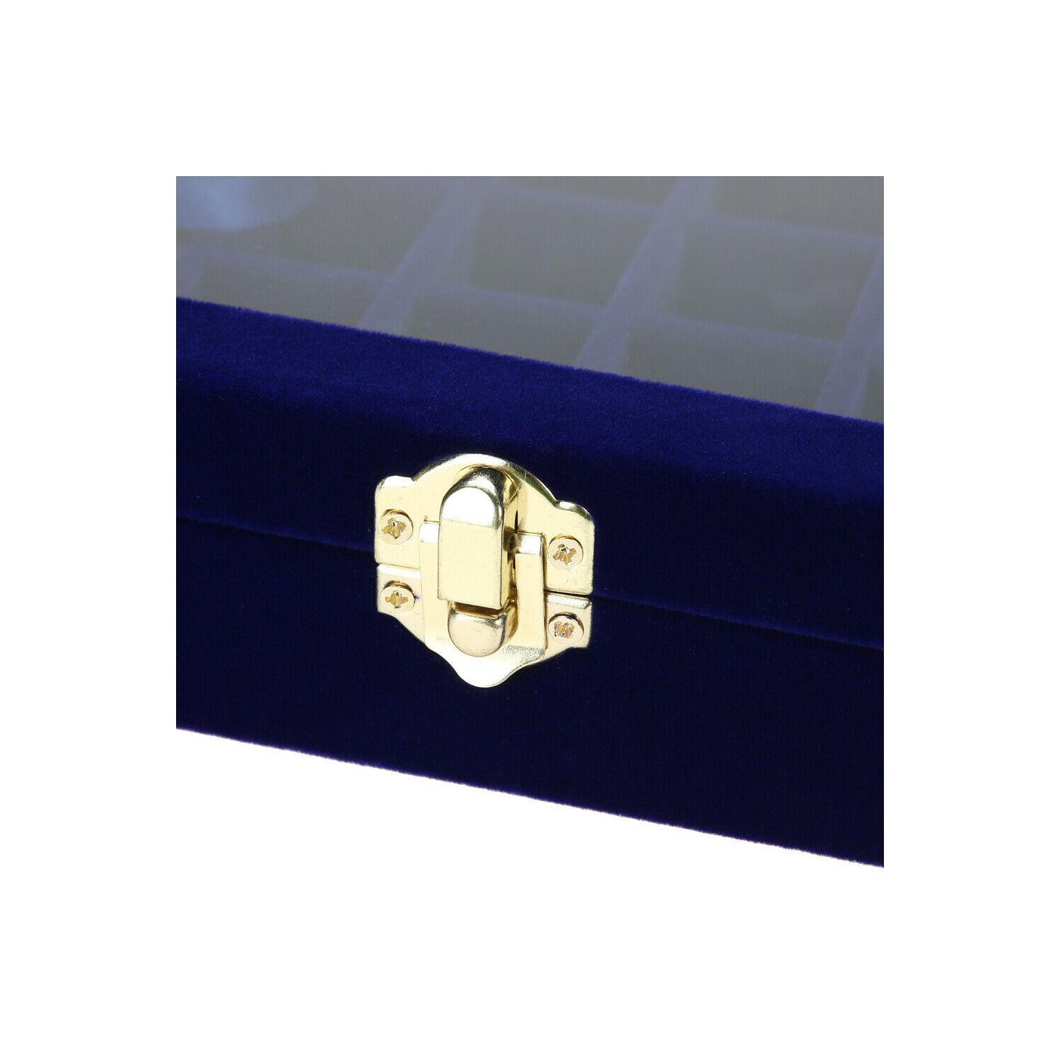 Coffret à bijoux en verre de velours avec plateau de rangement