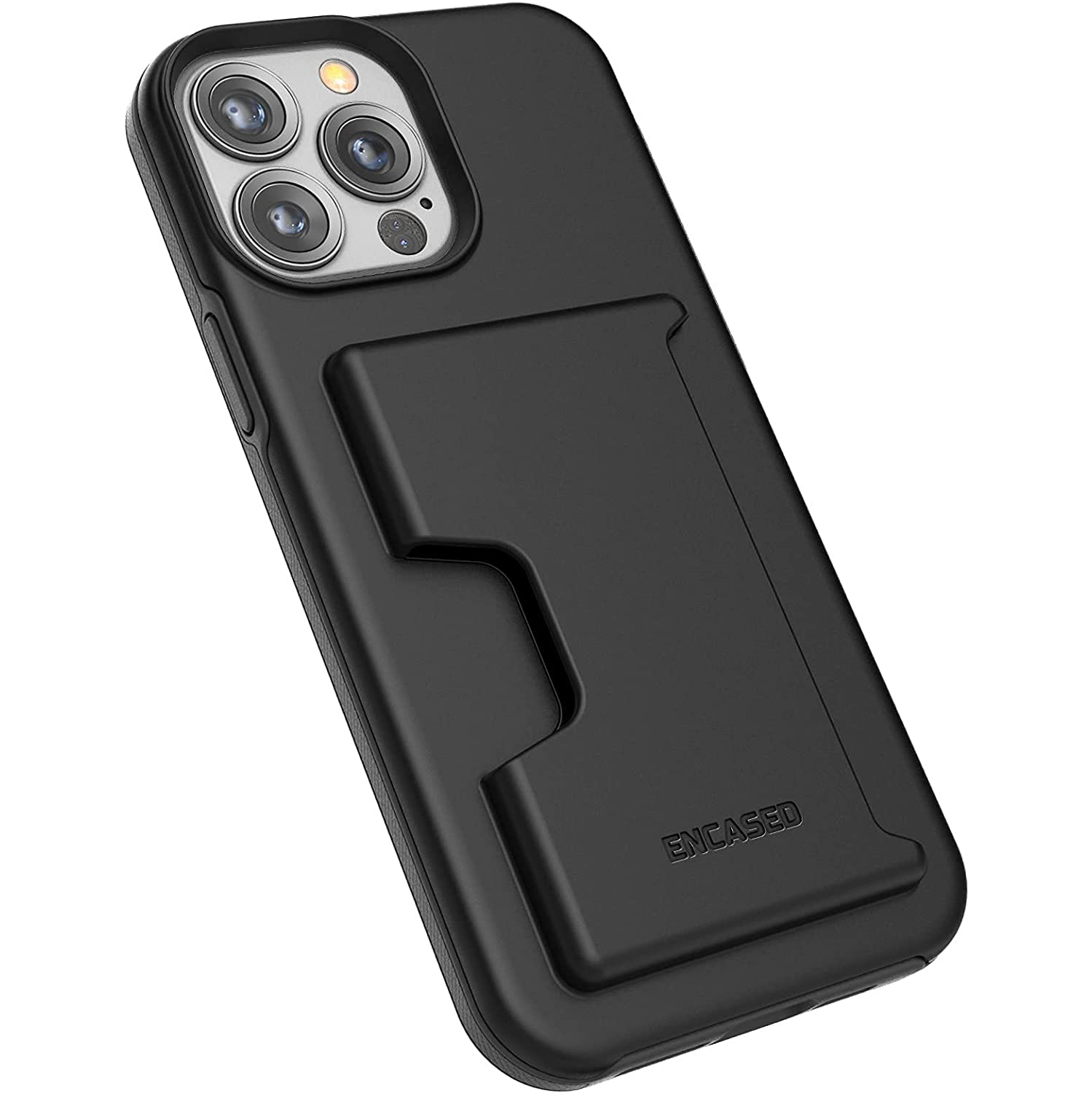 Encased Phantom Designed for iPhone 13 Pro Max Wallet Case Protective Phone Case with Card Holder (4 Credit Card Capacity) Black