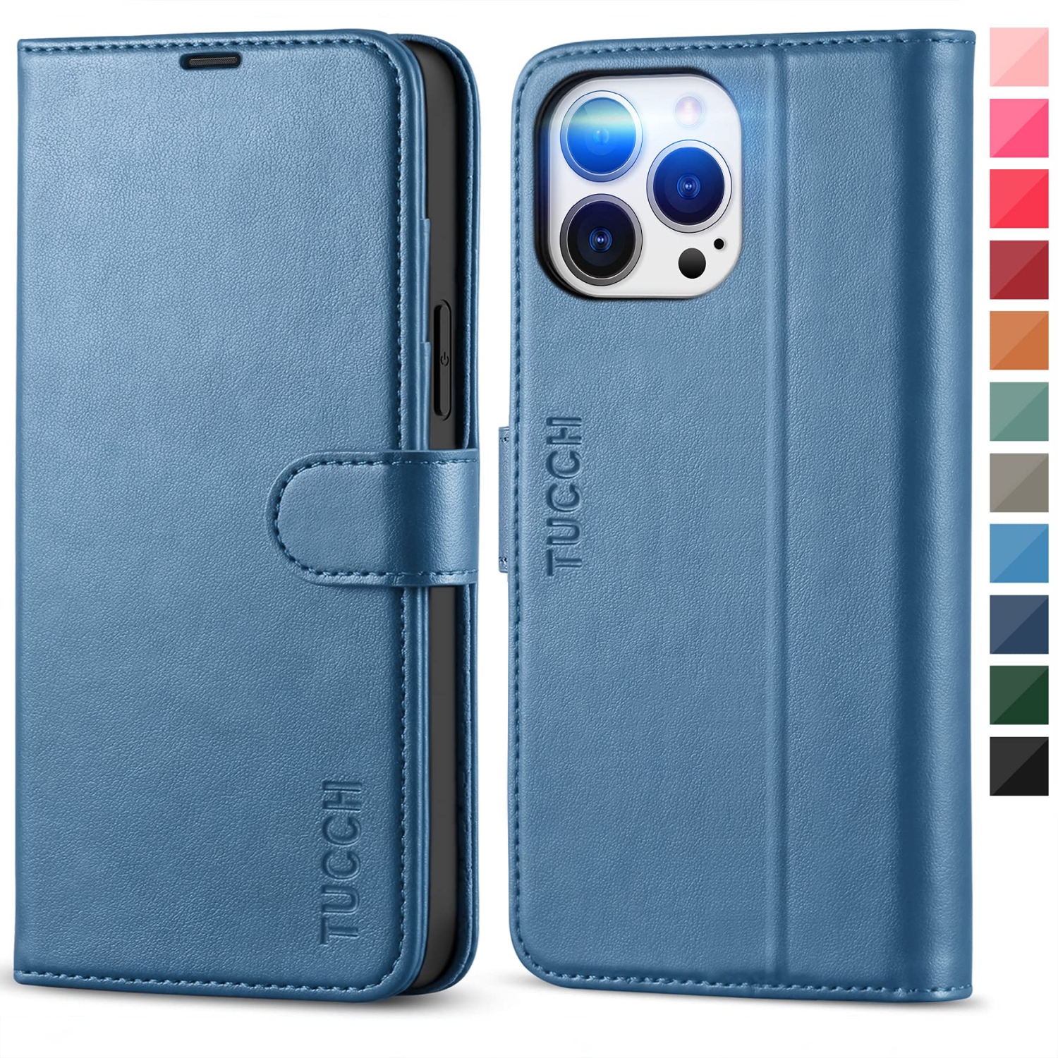 TUCCH Wallet Case for iPhone 13 Pro Max 5G, RFID Blocking Card Slot Stand Shockproof TPU Interior Case , PU Leather Magneti