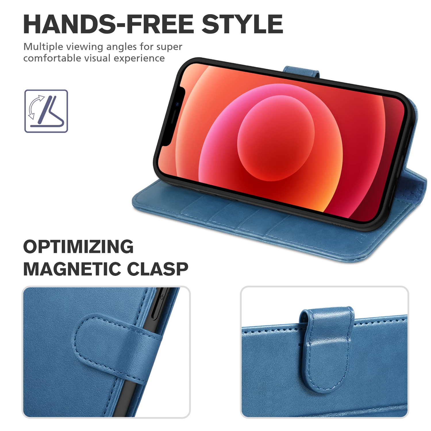 TUCCH Wallet Case for iPhone 13 Pro Max 5G, RFID Blocking Card Slot Stand Shockproof TPU Interior Case , PU Leather Magneti