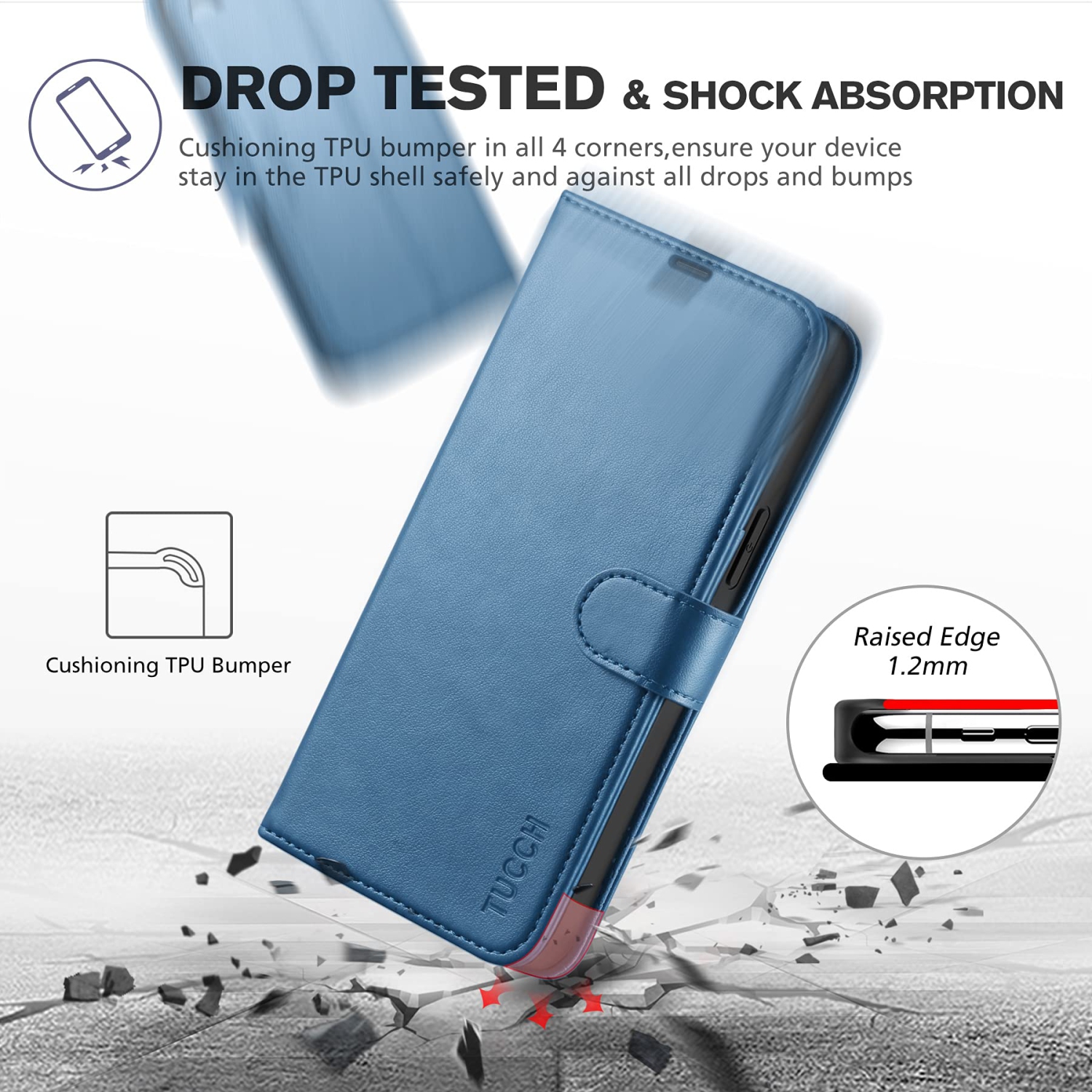 TUCCH Wallet Case for iPhone 13 Pro Max 5G, RFID Blocking Card Slot Stand Shockproof TPU Interior Case , PU Leather Magneti