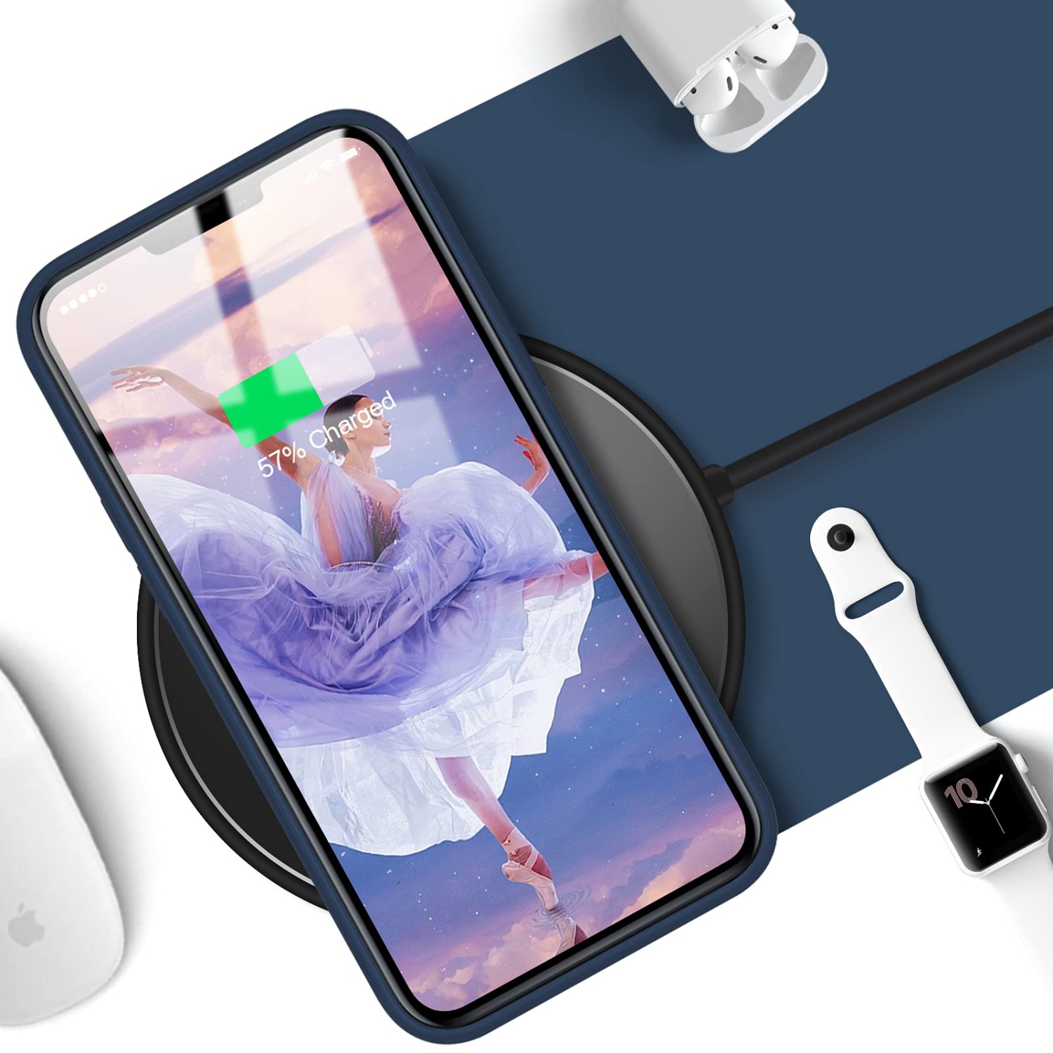 MILPROX Compatible for iPhone 13 Mini Case with Screen Protector, Shockproof Silicone Protective Bumper Rubber Gel Sh