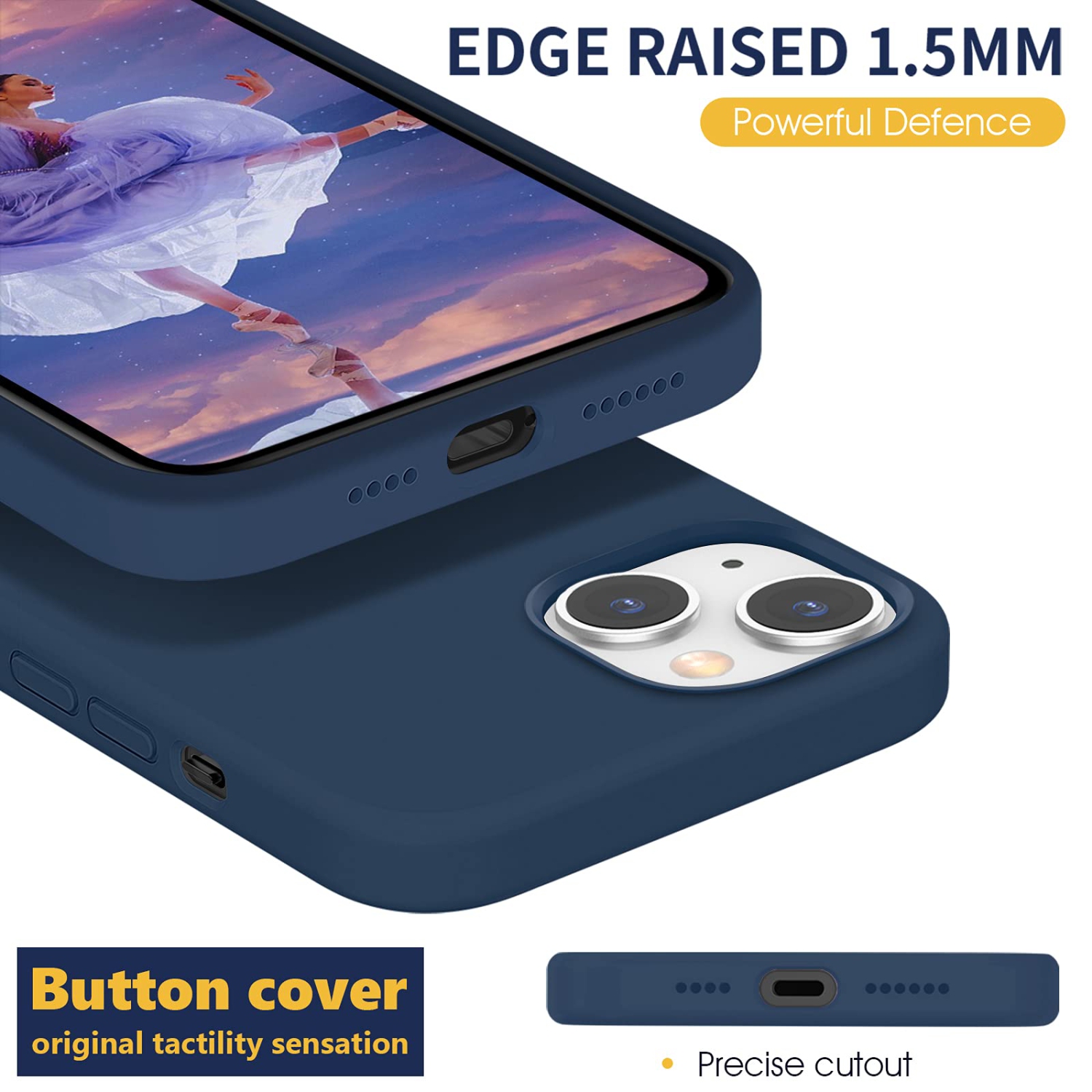 MILPROX Compatible for iPhone 13 Mini Case with Screen Protector, Shockproof Silicone Protective Bumper Rubber Gel Sh