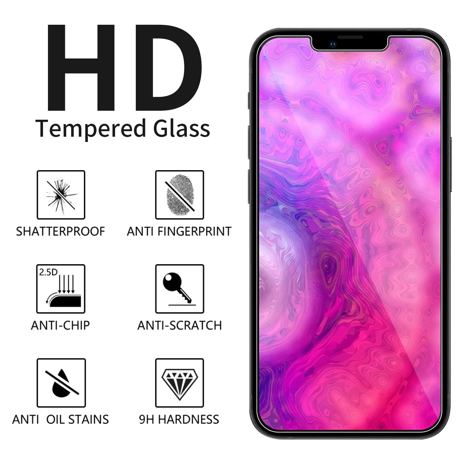 3+3 Pack LK 3Pack Screen Protector Compatible for iPhone 13 6.1-inch with 3Pack Camera Lens Protector, Anti-Scratch Easy-In