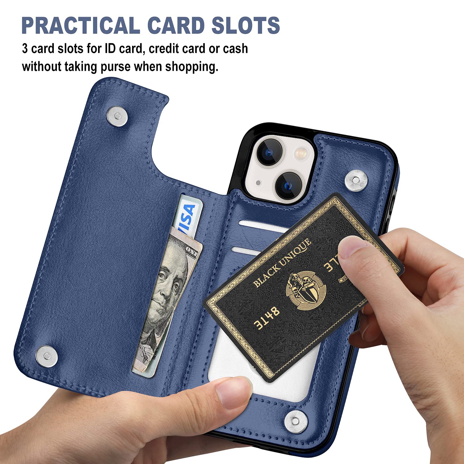 Aoksow Designed for iPhone 13 Wallet Case, Soft PU Leather Card Holder Case with Kickstand Slim Flip Cover for iPhone 13 6.1