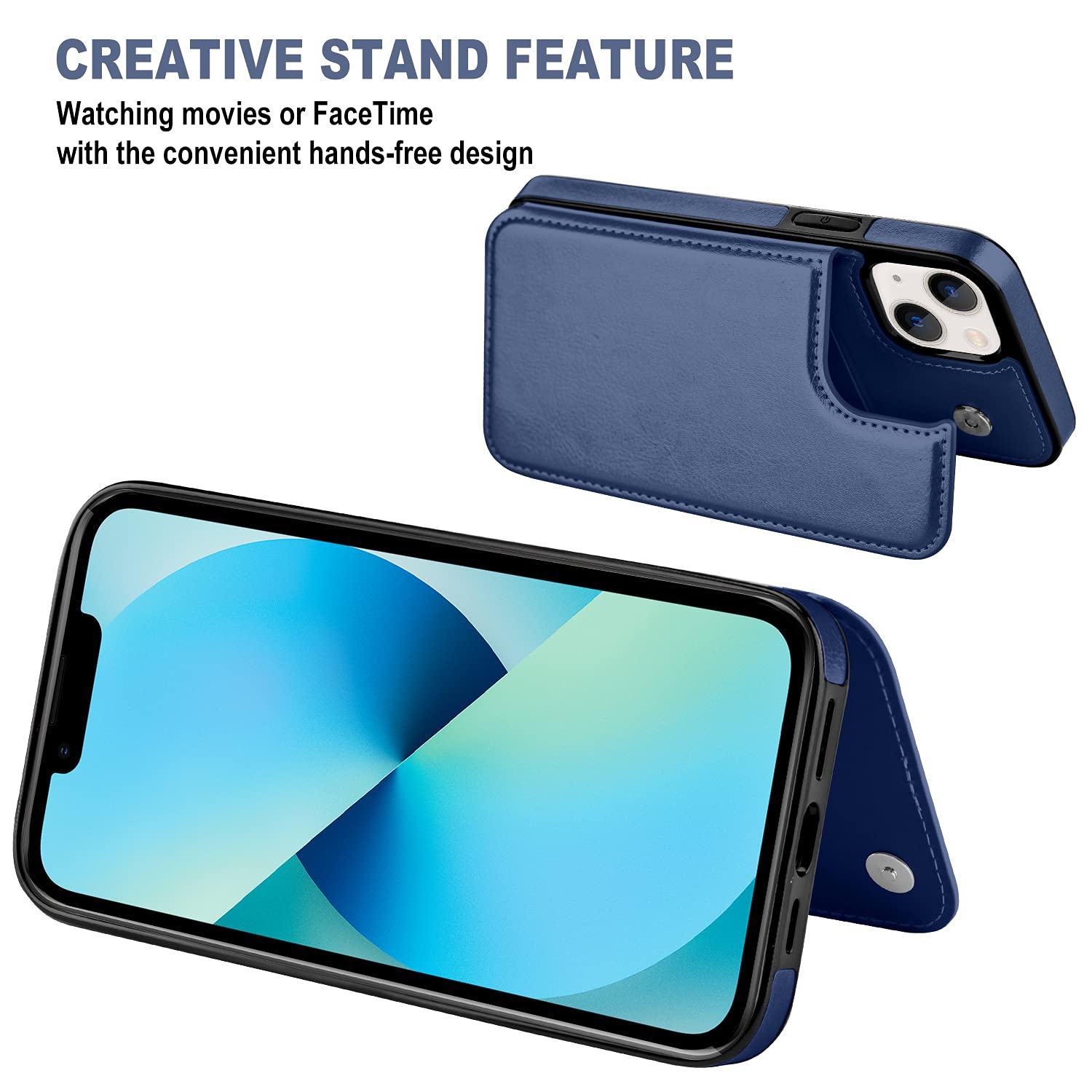 Aoksow Designed for iPhone 13 Wallet Case, Soft PU Leather Card Holder Case with Kickstand Slim Flip Cover for iPhone 13 6.1