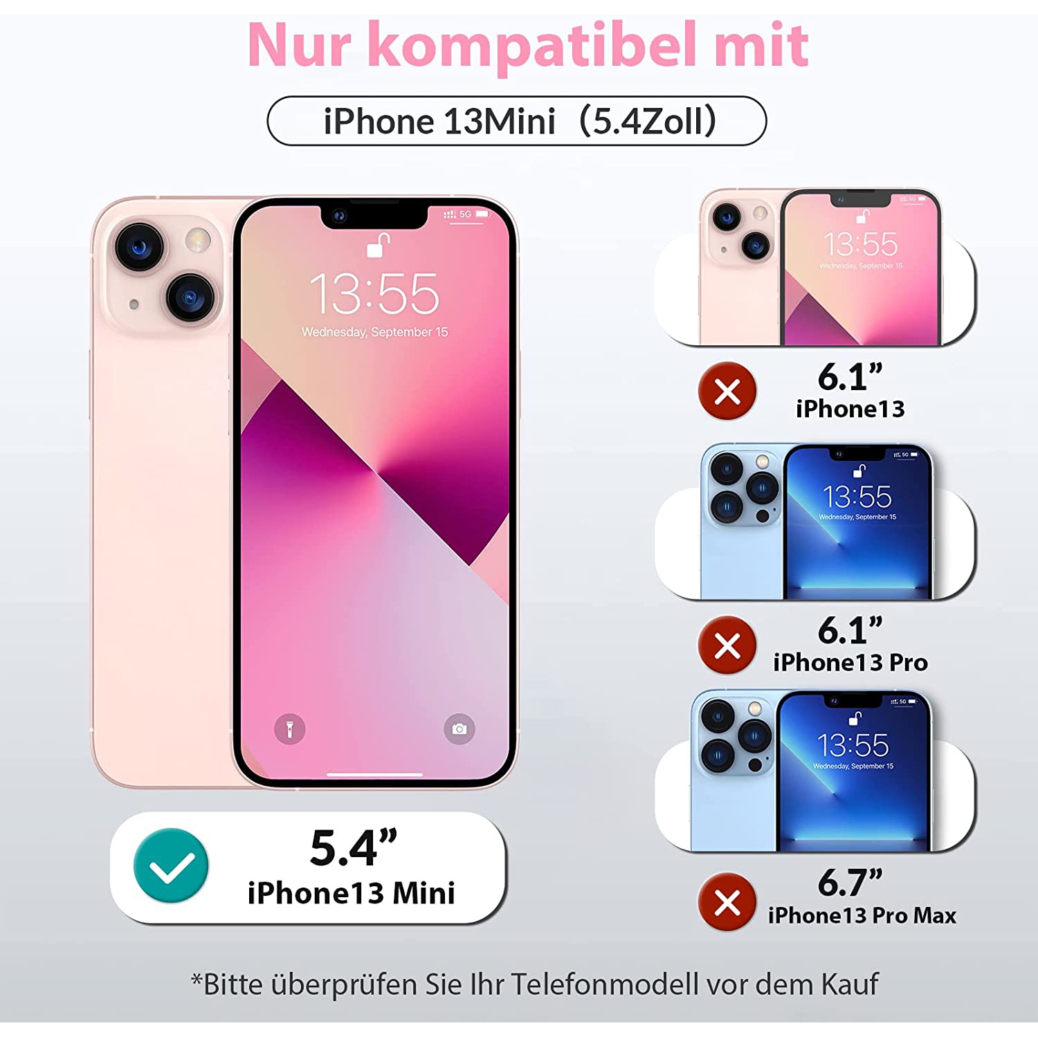 [ 3+3 Pack] LK 3Pack Protecteur d’écran compatible avec iPhone 13 Mini 5,4 po avec protecteur d’objectif 3Pack, anti-rayures facile à installer,