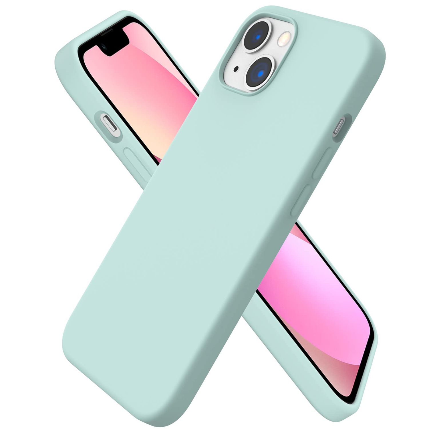 ORNARTO Compatible with iPhone 13 Case 6.1, Slim Liquid Silicone 3 Layers Full Covered Soft Gel Rubber Case Cover 6.1 inch-M
