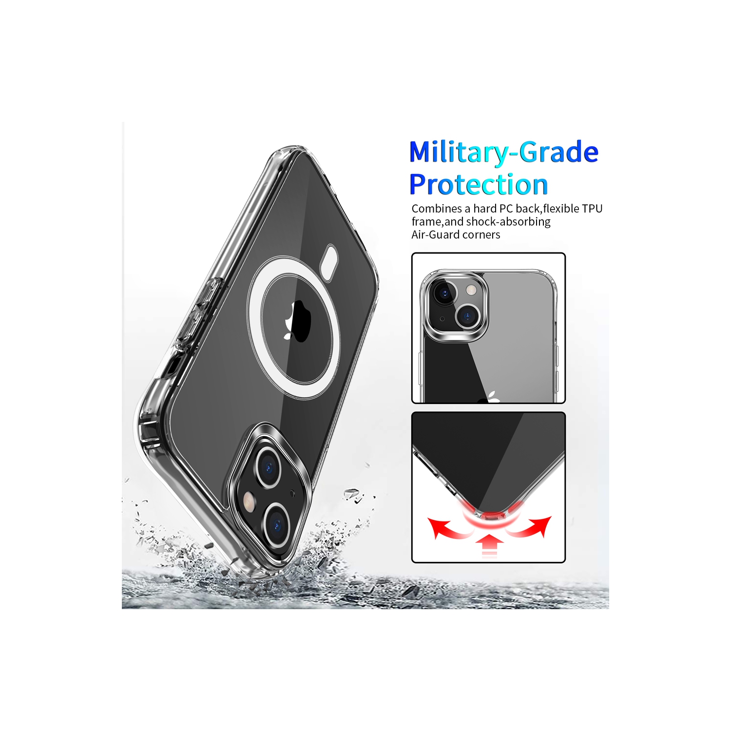 navor Clear Case Compatible with iPhone 13 Mini 5.4-inch, Compatible with MagSafe, [Shockproof] [Drop Protection] -Clear