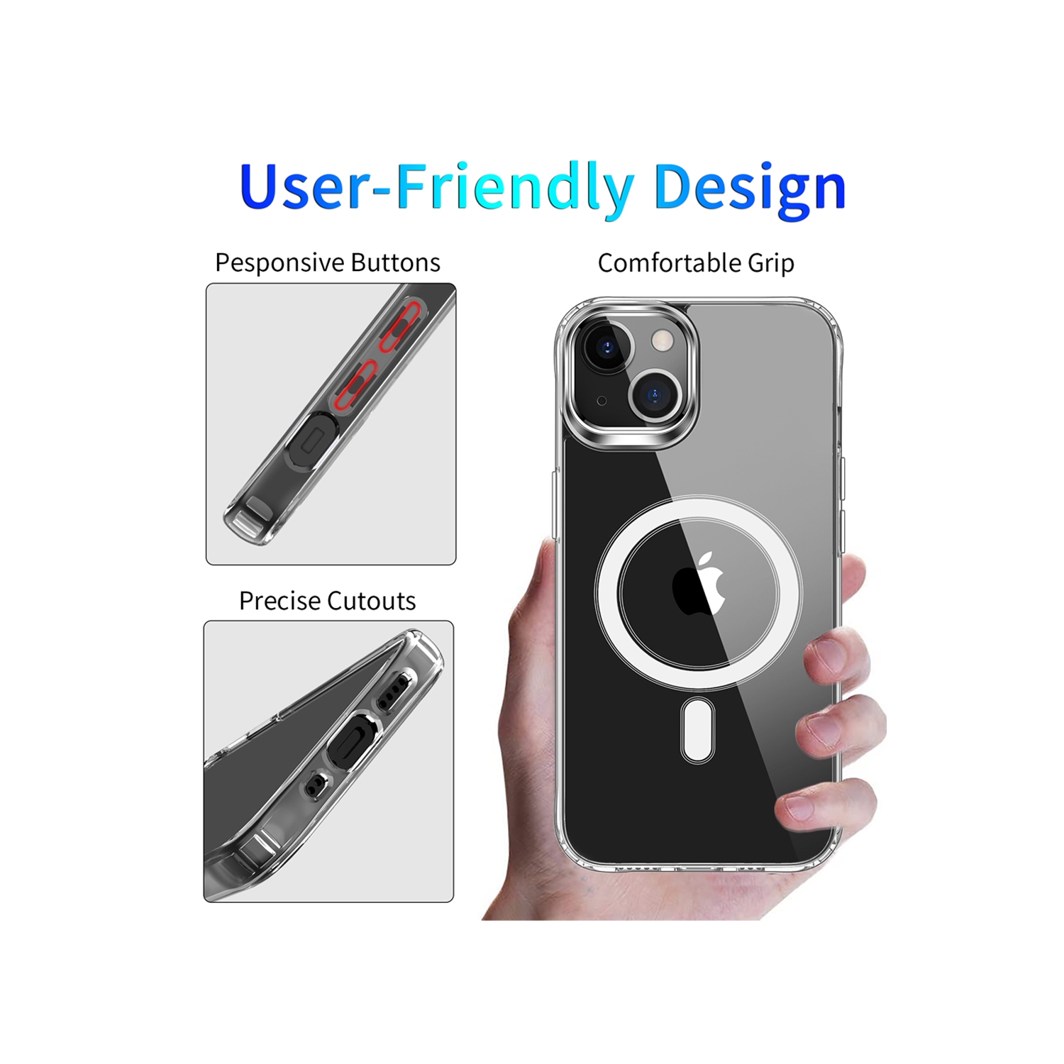 navor Clear Case Compatible with iPhone 13 Mini 5.4-inch, Compatible with MagSafe, [Shockproof] [Drop Protection] -Clear