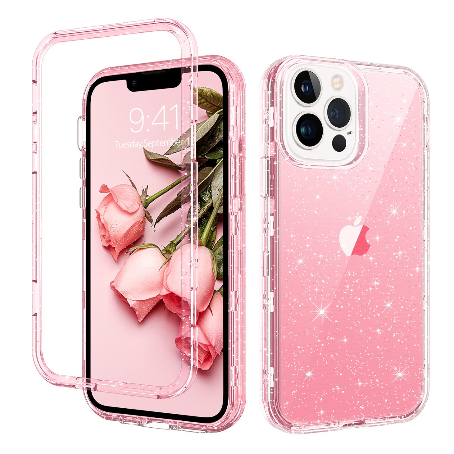 Achetez Pour Iphone 13 Pro Max Beauty Pattern TPU + Couvre-téléphone en Verre  Trempé Avec Protecteur de L'objectif à Paillettes - Femmes à la Vue / Rose  de Chine