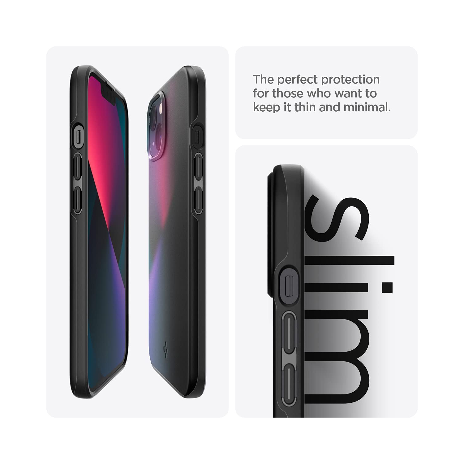 Étui mince ajusté de Spigen pour iPhone 13 d’Apple - Noir