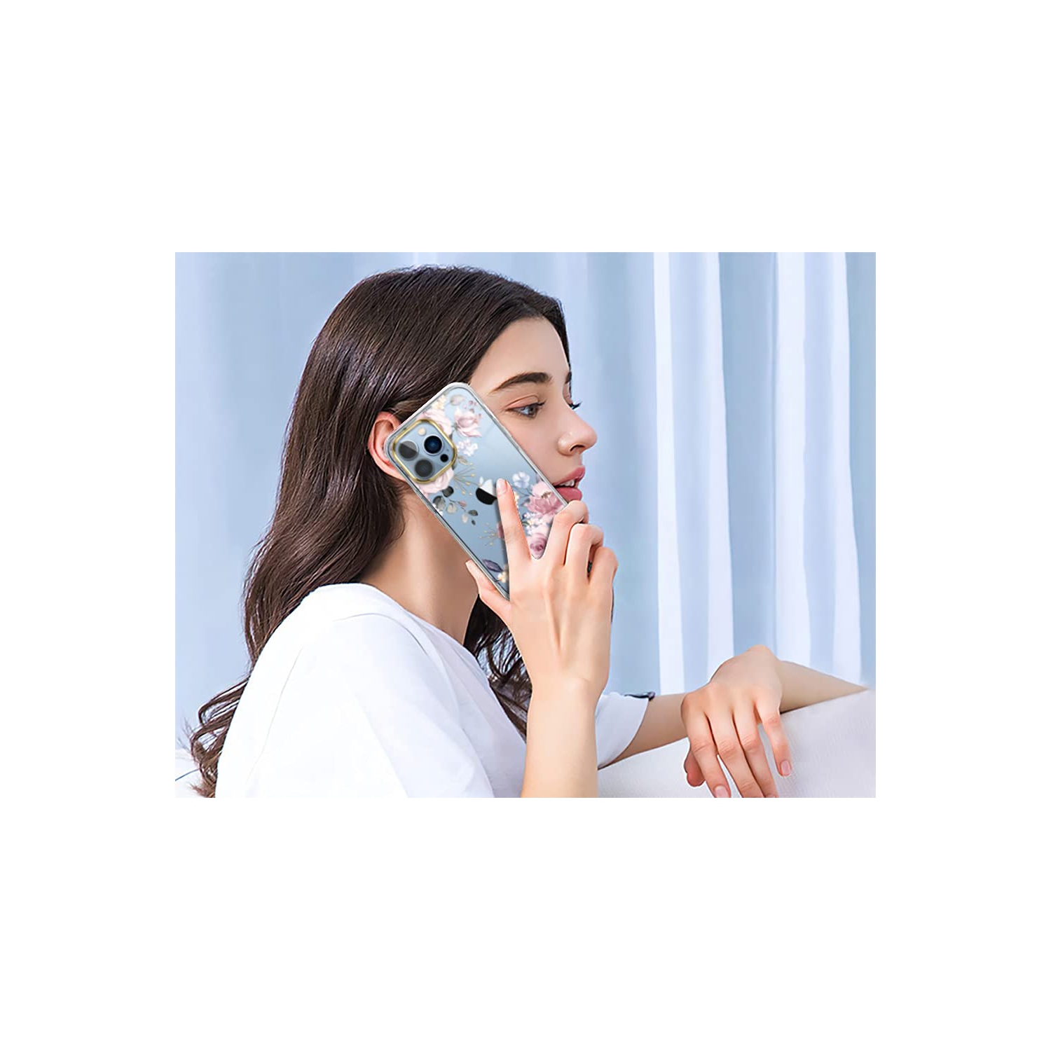 luolnh Compatible with iPhone 13 Pro Max Case with Flower,for Girly Women,Shockproof Clear Floral Pattern Hard Back Cover fo