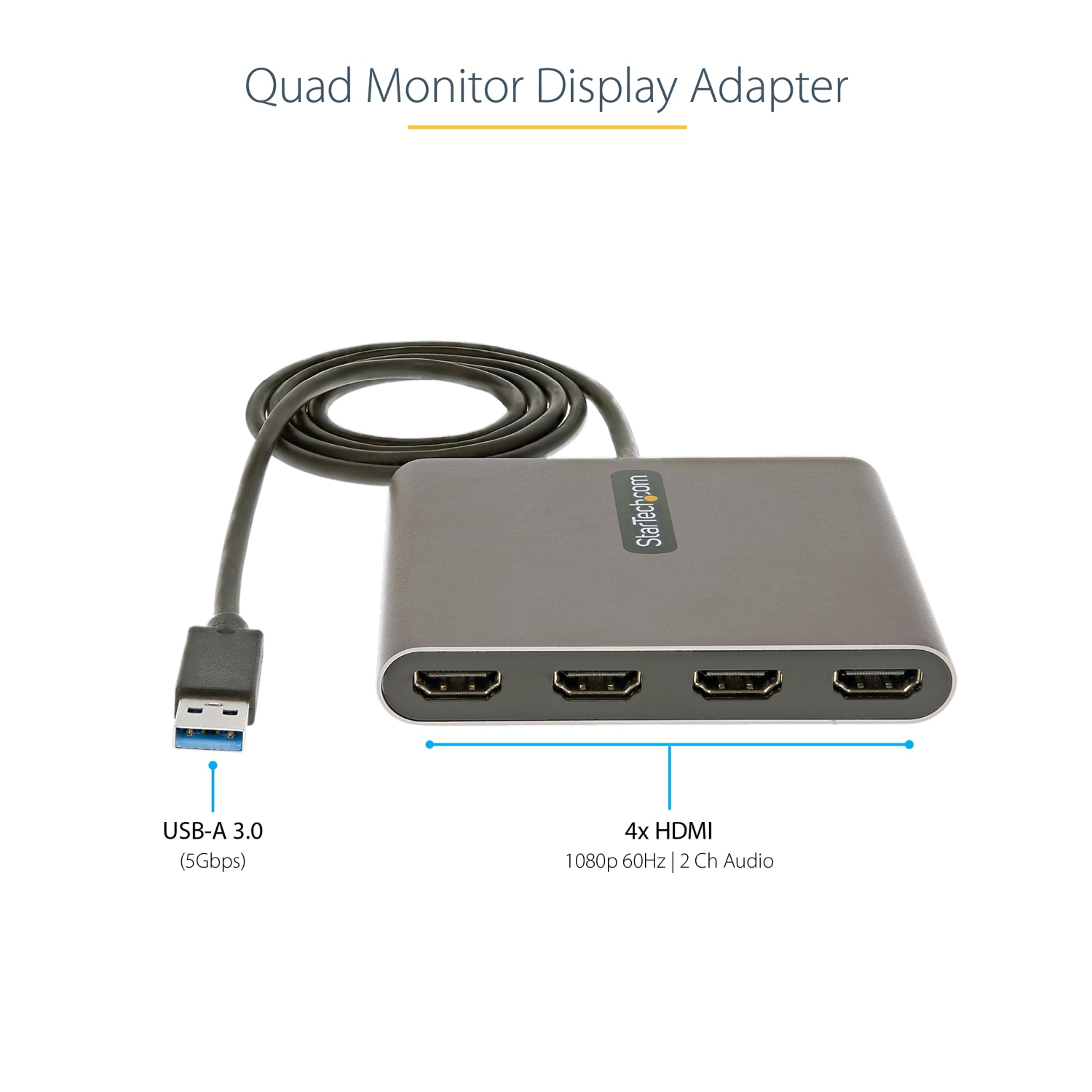 Adaptateur 3.3 pi USB 3,0 à quatre ports HDMI de StarTech pour Windows