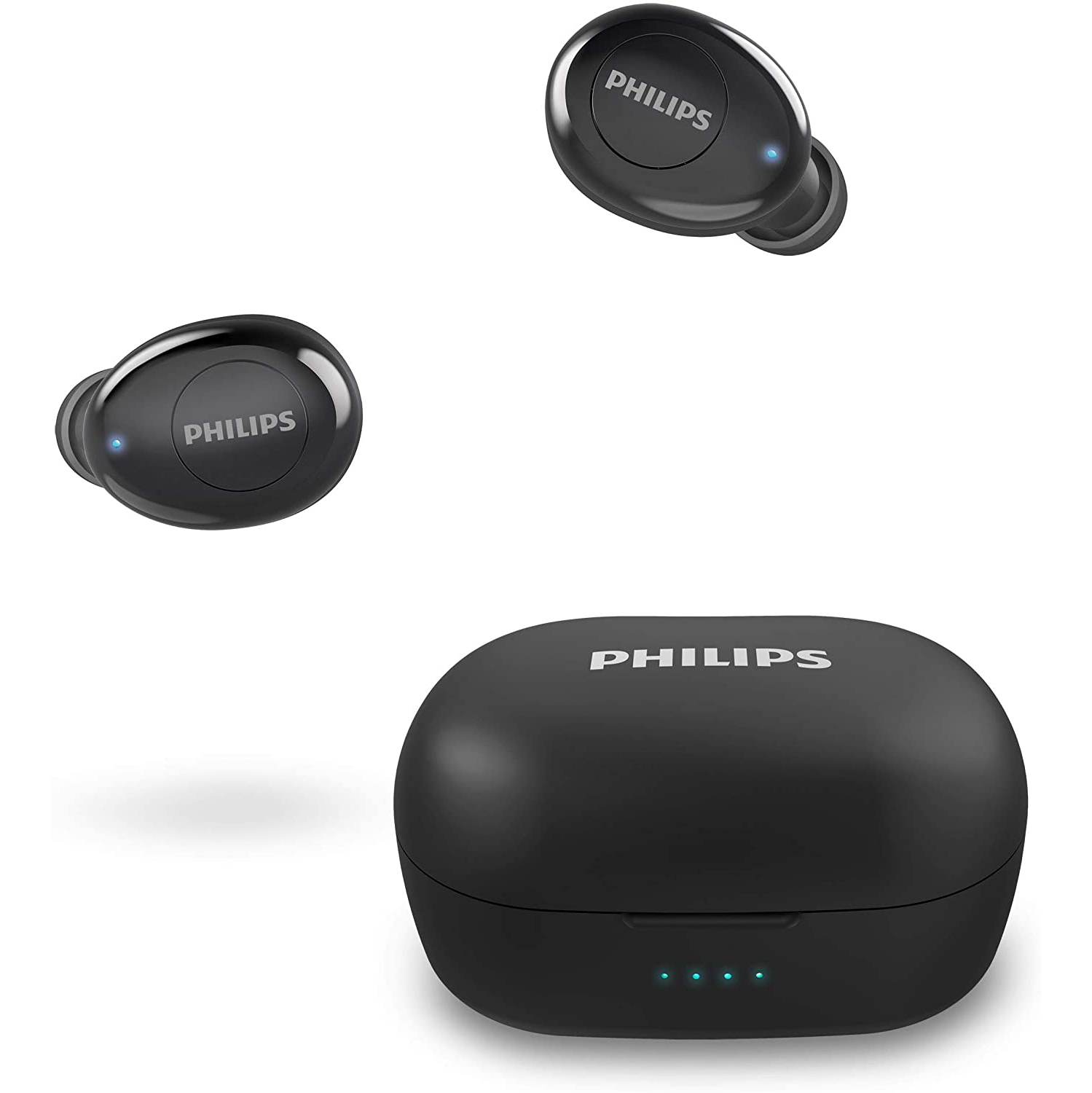 Philips T2205 In-ear True Wireless Headphones with IPX4 Splash Resistant, Portable Charging Case, Built-in Microphone, Up to 12 Hours Playtime, Works with Voice Assistants - Black
