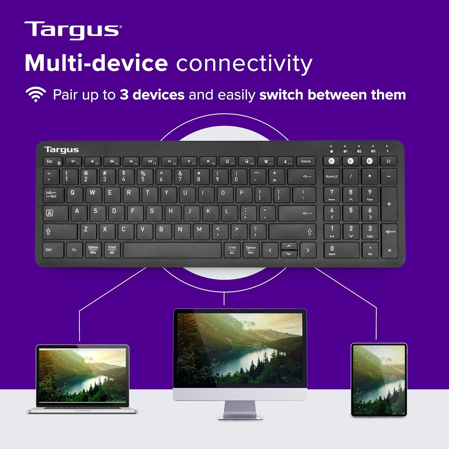 Clavier Bluetooth de taille moyenne pour appareils multiples de Targus - Compatible avec ChromeOS, Windows, macOS, iOS et Android
