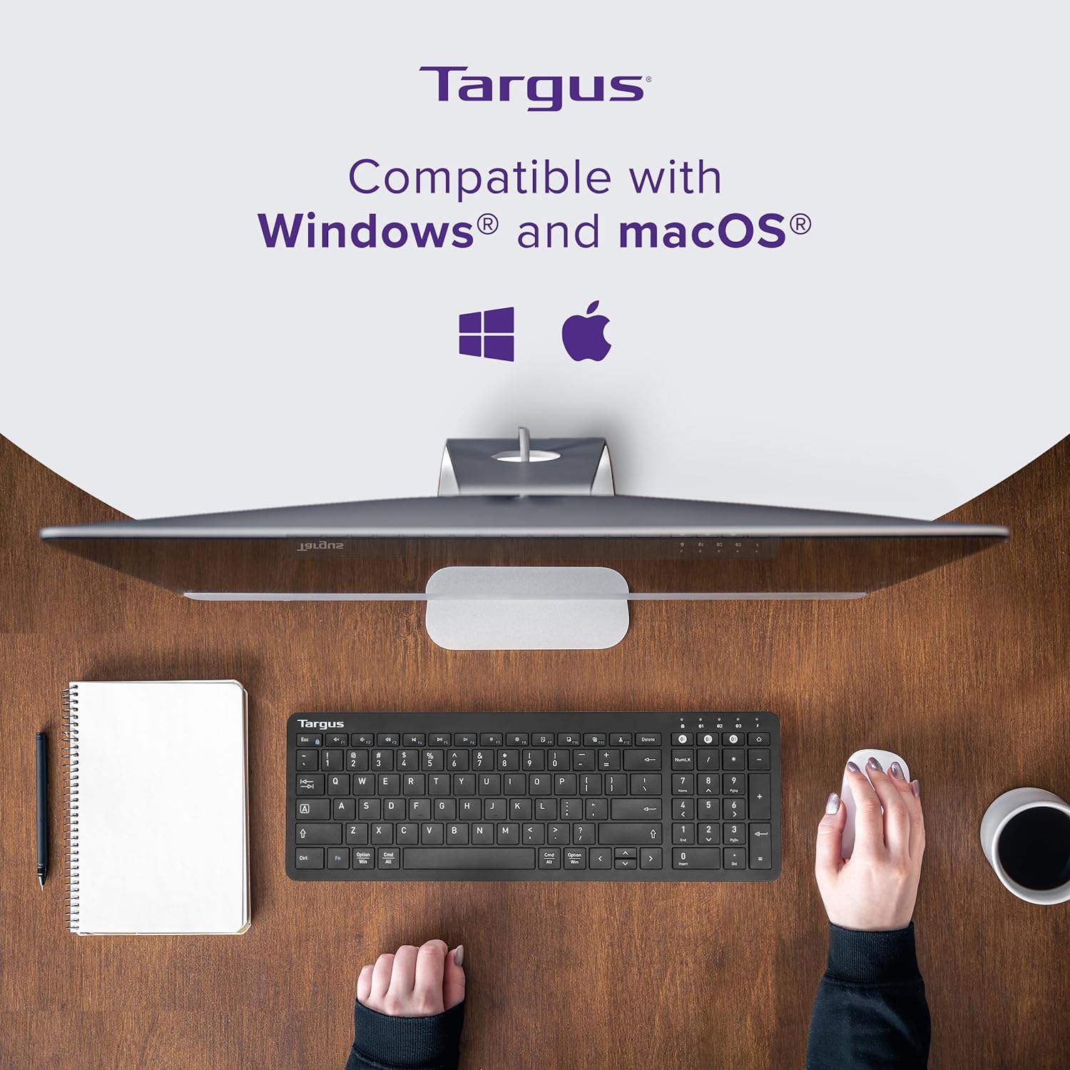 Clavier Bluetooth de taille moyenne pour appareils multiples de Targus - Compatible avec ChromeOS, Windows, macOS, iOS et Android