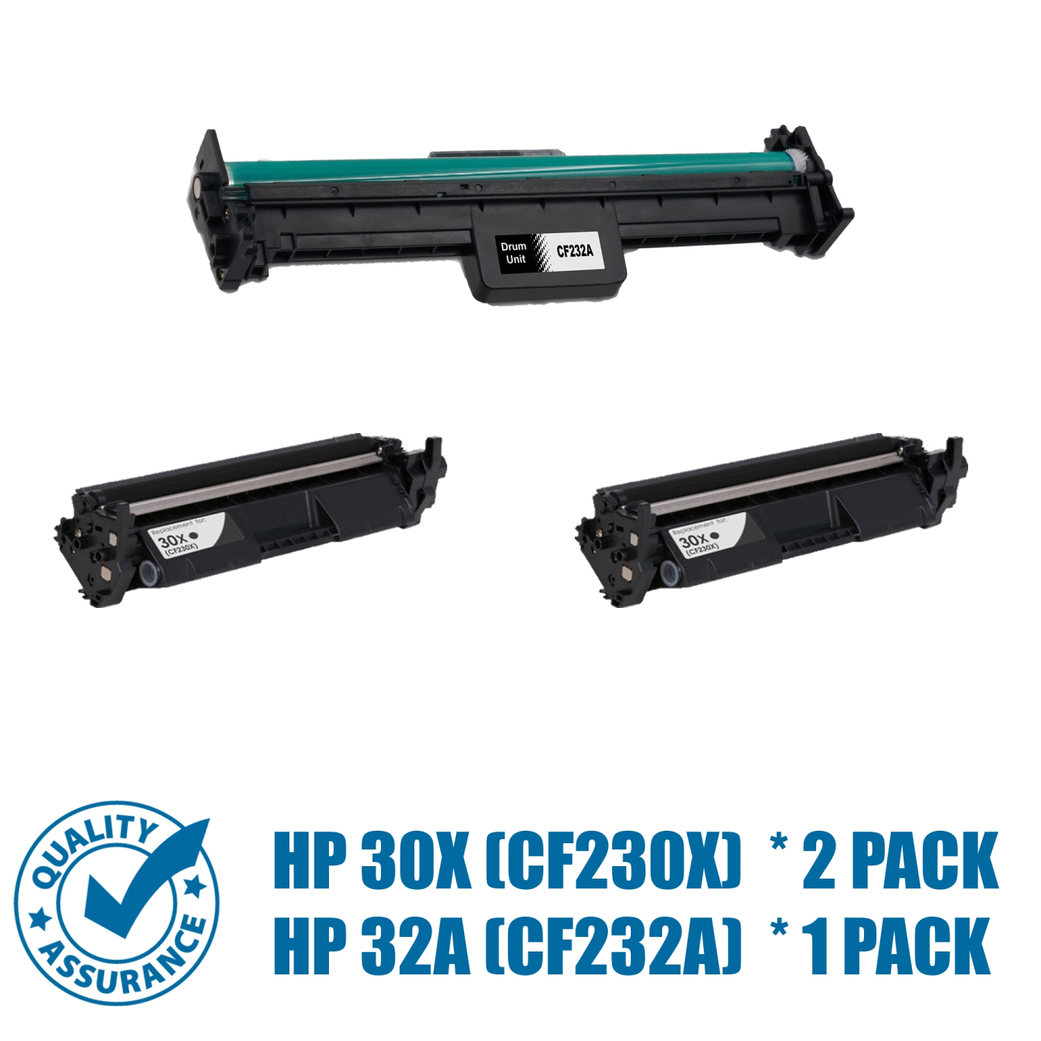 Printer Pro™ Compatible Replacement for 2 Pack HP 30X/ 32A(CF232A) High Yield Black Toner Cartridge with Drum Unit - HP Printer M203dn M203dw M227d
