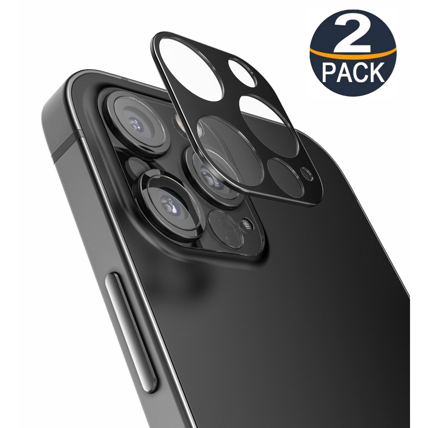 【2 Packs】 Protecteur d'objectif de caméra en verre trempé ultra fin CSmart pour iPhone 12 Pro Max, noir