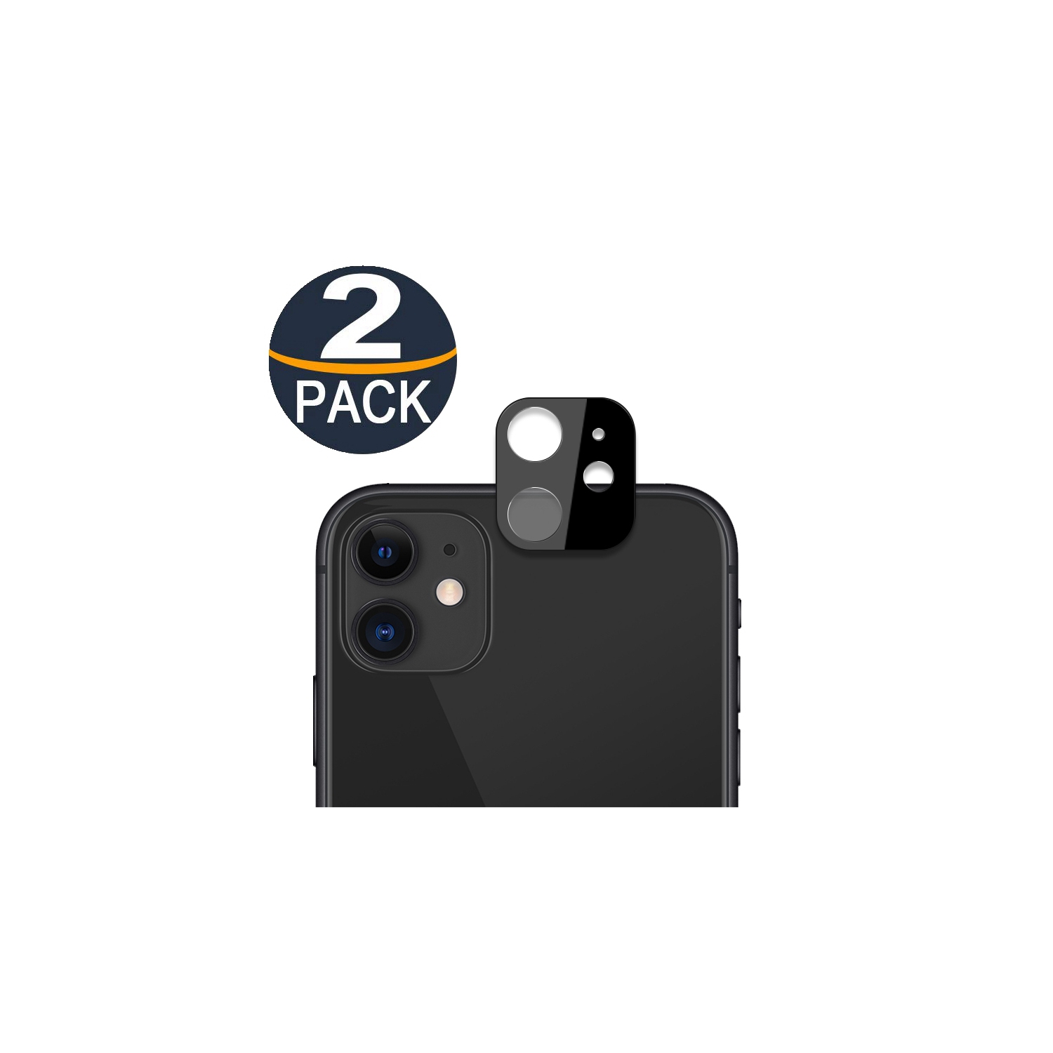 【2 Packs】 Protecteur d'objectif de caméra en verre trempé ultra fin CSmart pour iPhone 11, noir