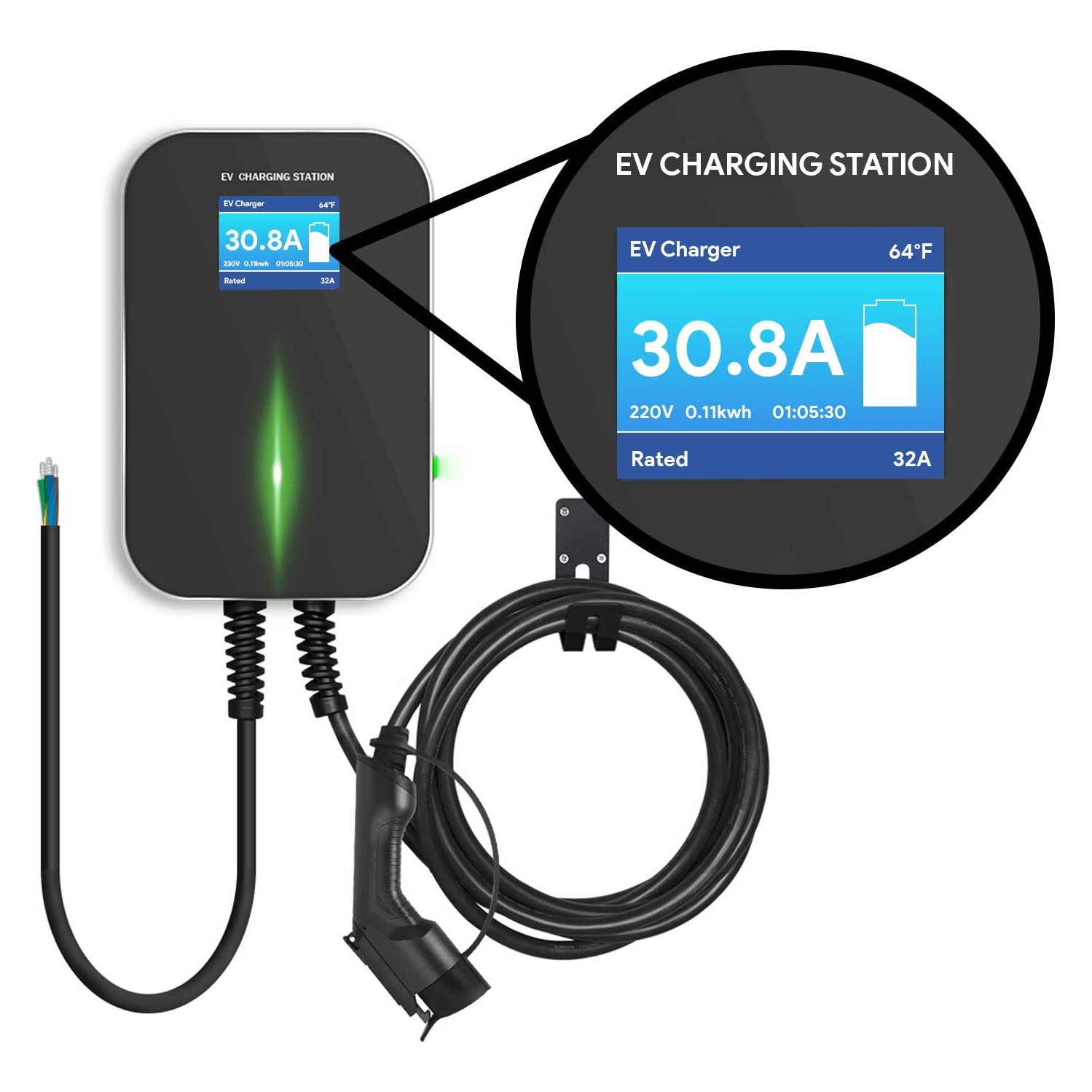 EV Lectron 240V 32 Amp Level 2 Electric Vehicle Charging Station with 20ft/6m J1772 Cable & NEMA 14-50 Plug EVSE 7.68kW Compatible with All SAE J1772 Electric Vehicles 