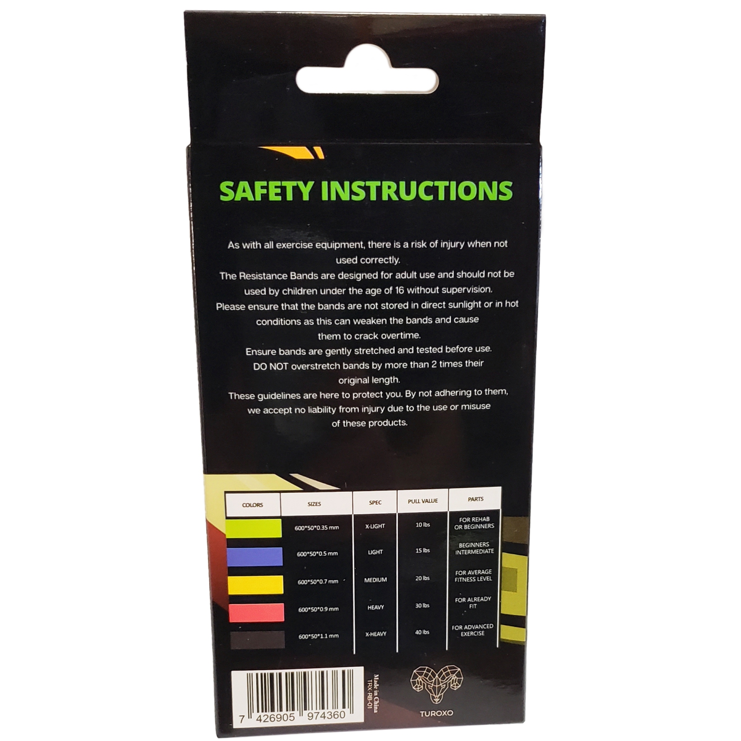 Ensemble de bandes de résistance - latex naturel - Ensemble de 5 élastiques - augmentant l'efficacité des exercices