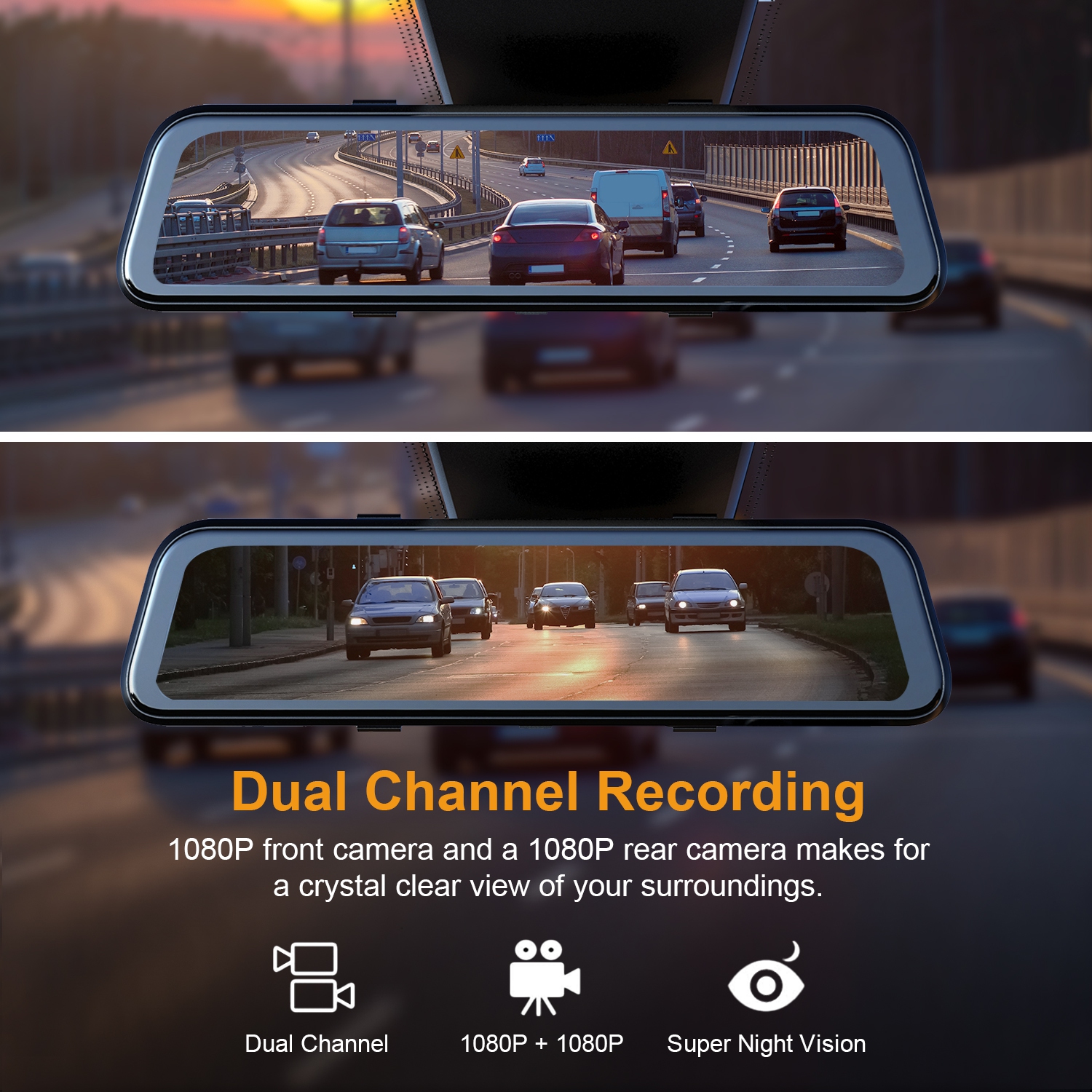 Rexing M2 Smart Dual Channel Mirror Dash Cam 12″ Écran Tactile avec BSD ADAS