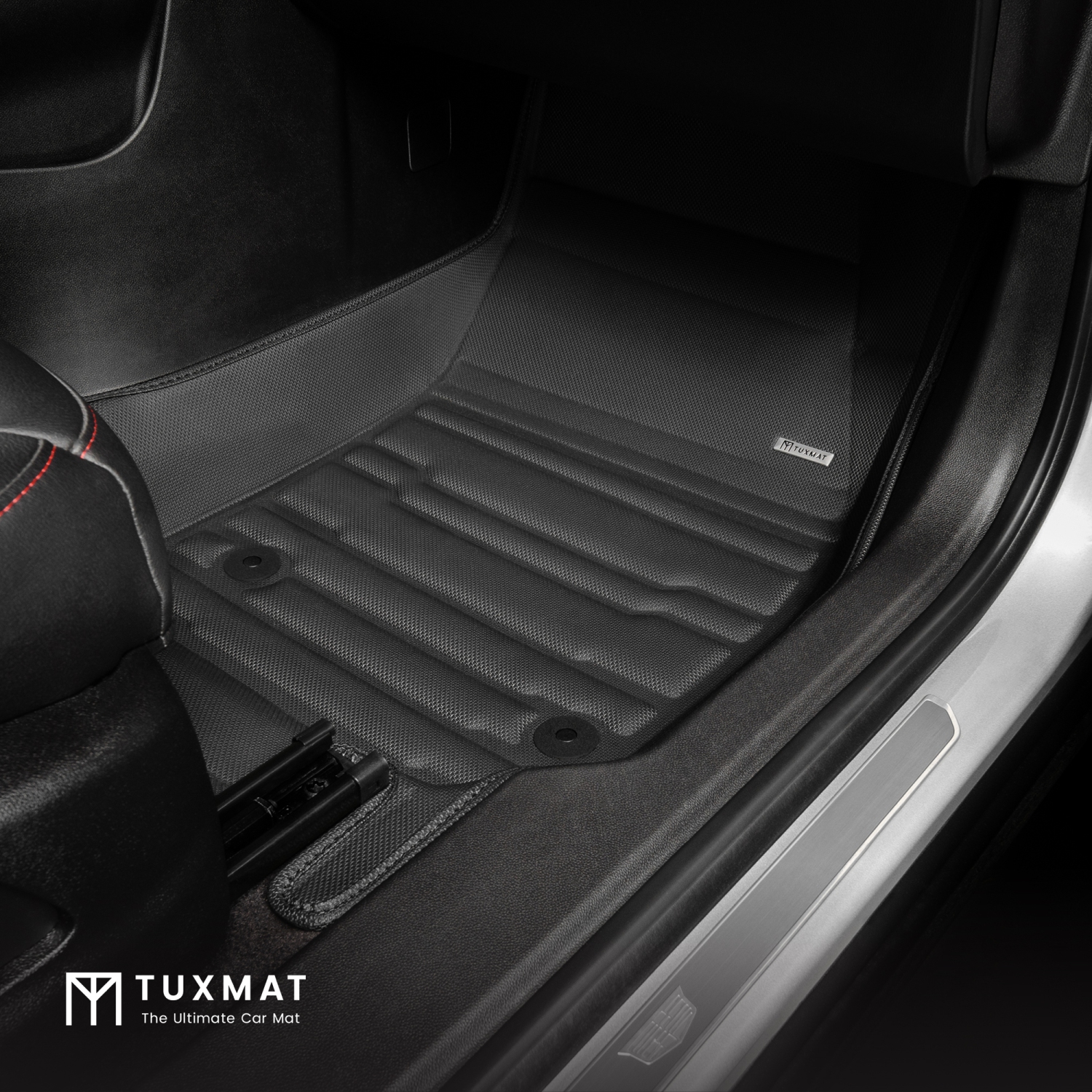 TuxMat - For Cadillac XT4 2019-2025 Models - Custom Car Mats - Maximum Coverage, All Weather, Laser Measured - This Full Set Includes 1st and 2nd Rows