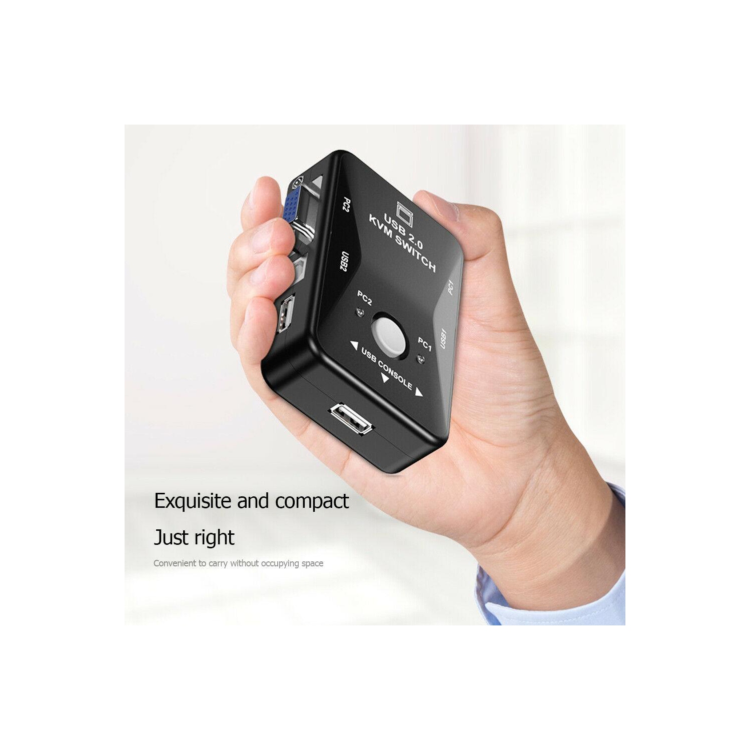 HW1701 – Commutateur KVM manuel 2-en-1 VGA 1080p, 2 ports USB