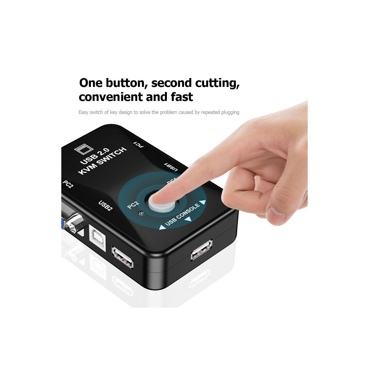 HW1701 – Commutateur KVM manuel 2-en-1 VGA 1080p, 2 ports USB