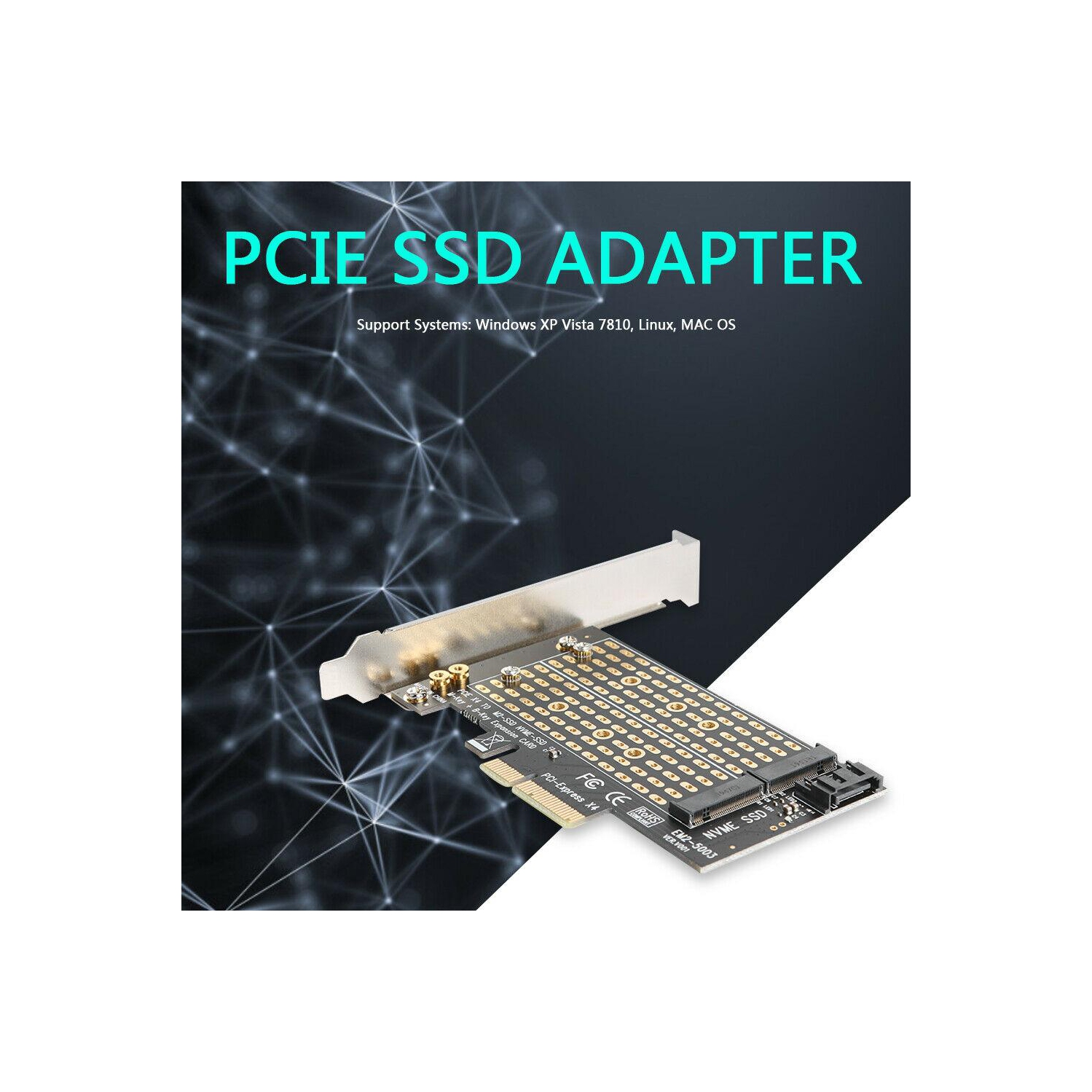 M.2 NVME to PCIE Adapter M+B Key SSD to PCI-E 3.0 X4 SATA Expansion Card