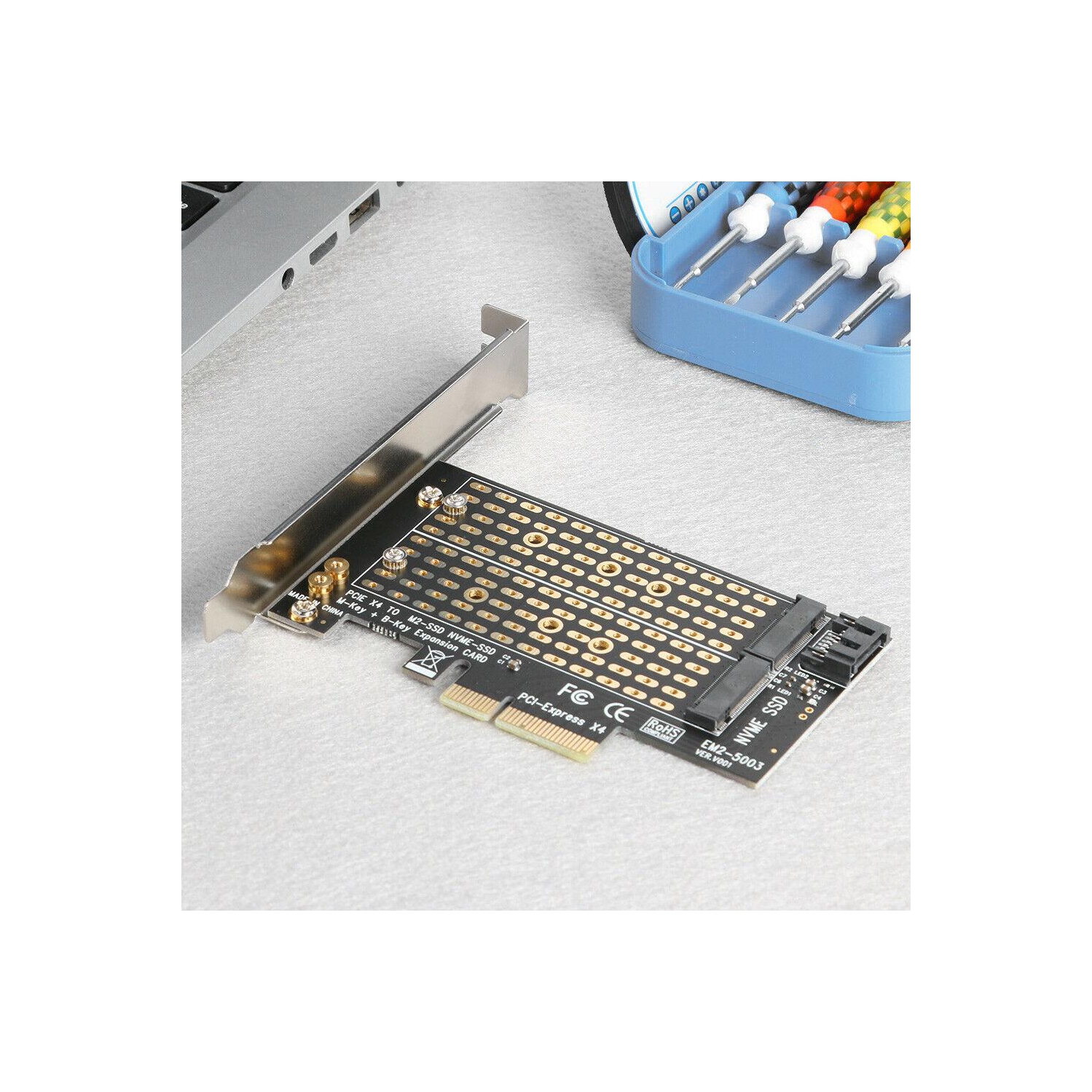 M.2 NVME to PCIE Adapter M+B Key SSD to PCI-E 3.0 X4 SATA Expansion Card