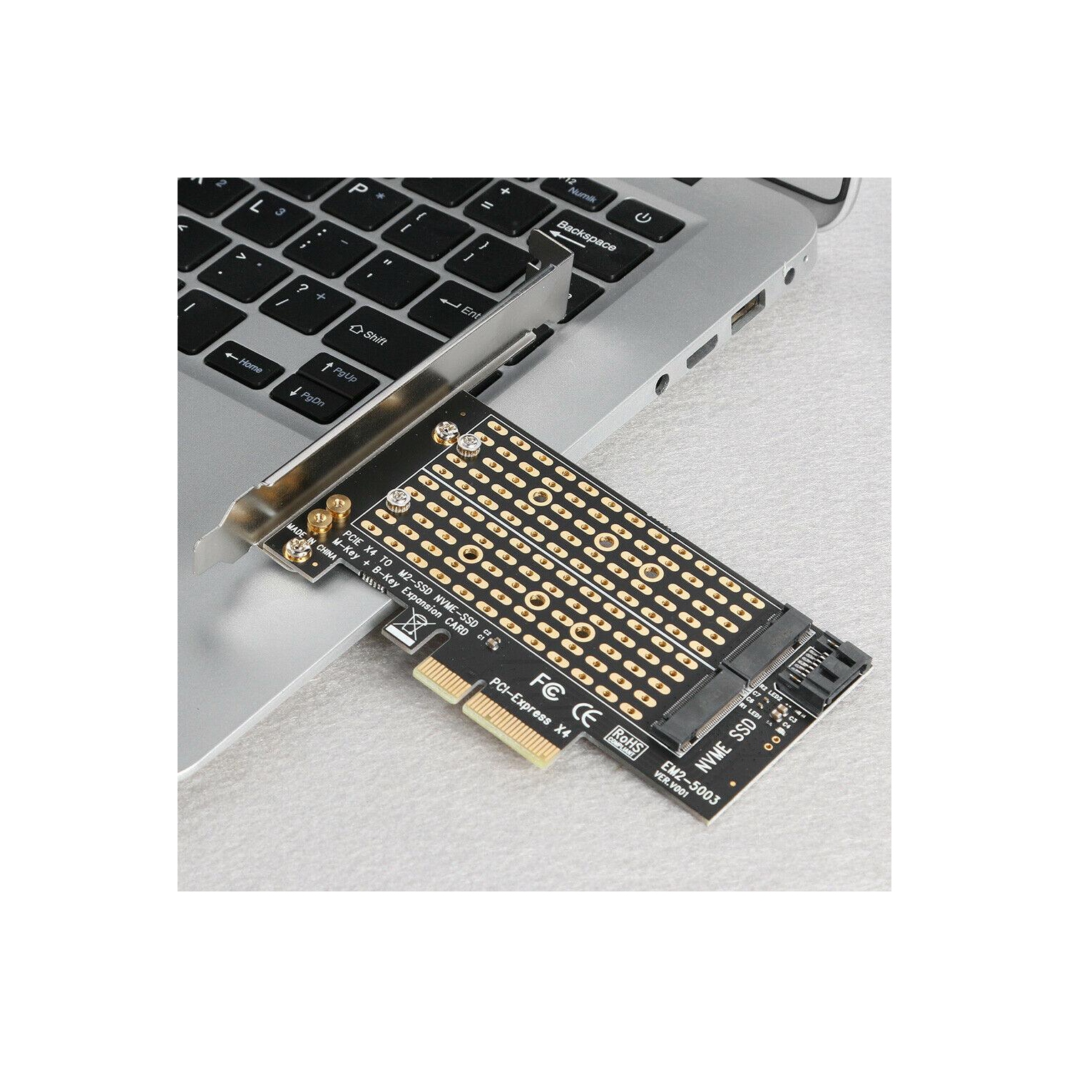 M.2 NVME to PCIE Adapter M+B Key SSD to PCI-E 3.0 X4 SATA Expansion Card
