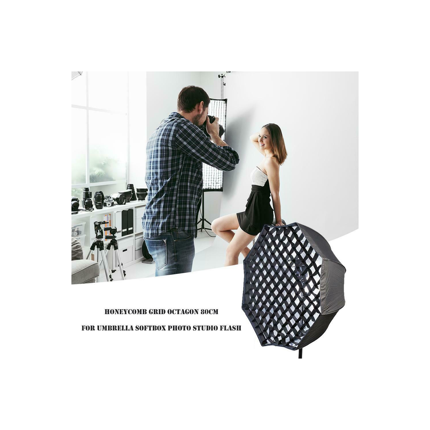 Cadre alvéolé octogonal de 80 cm/32 po pour ombrelle de boîte à lumière de parapluie