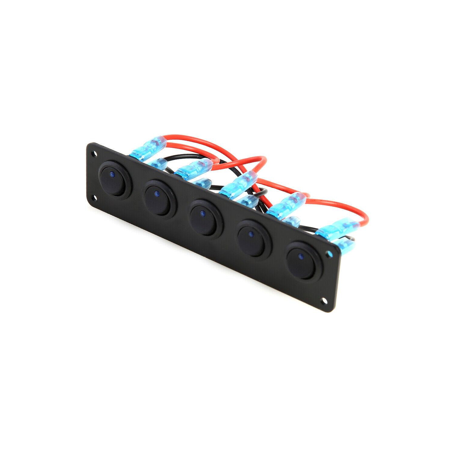 Waterproof 5 Gang Blue LED Rocker Switch Panel 12V 20A 24V 10A for Car Boat