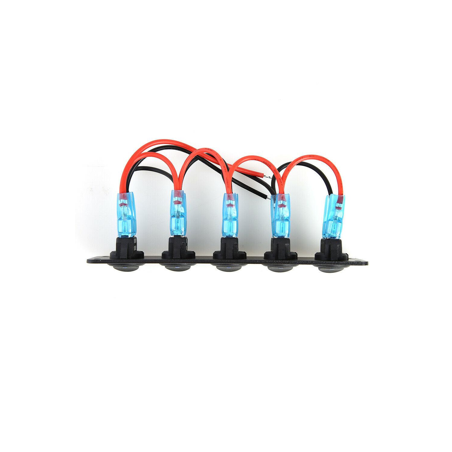 Waterproof 5 Gang Blue LED Rocker Switch Panel 12V 20A 24V 10A for Car Boat