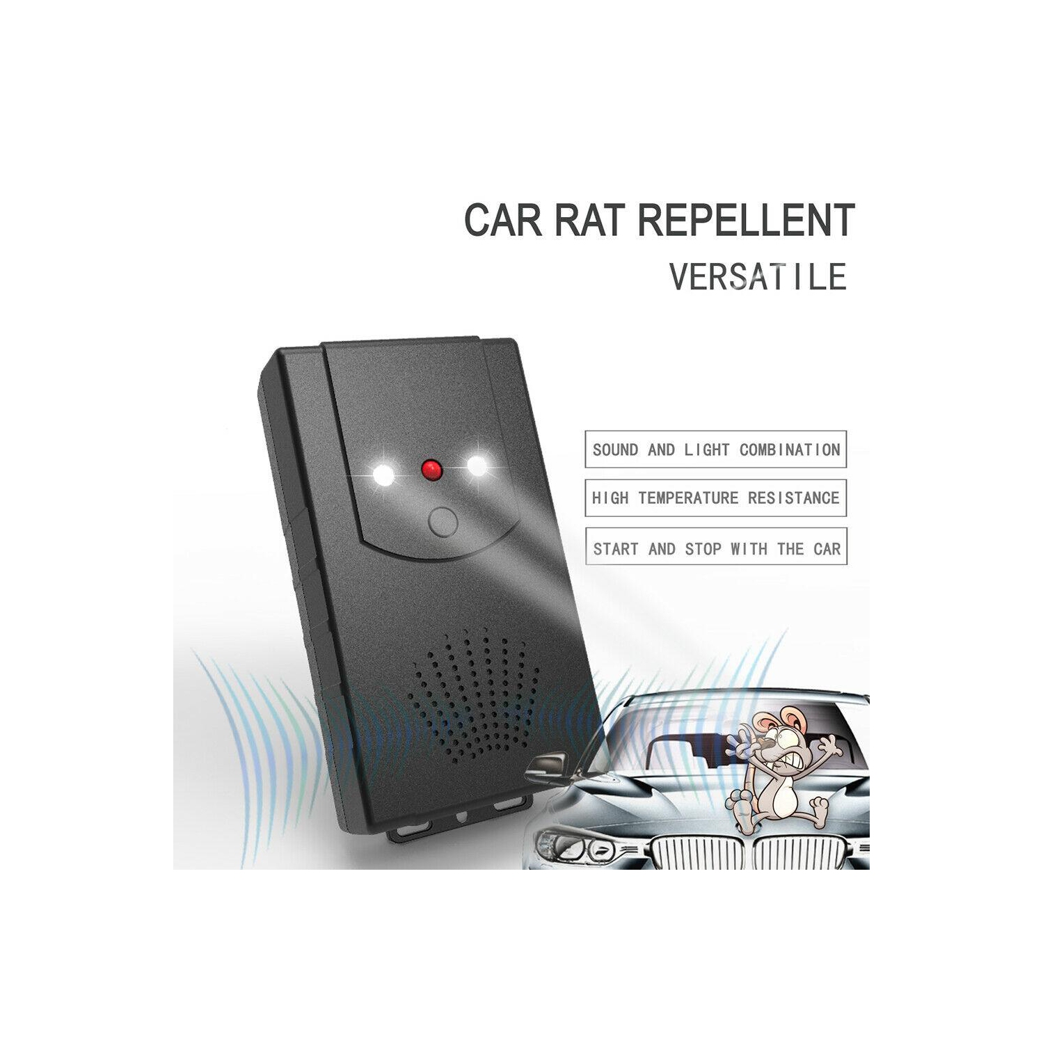 Car Ultrasonic Mouse Rat Mice Repeller 3 Modes Electronic Rodent Deterrent