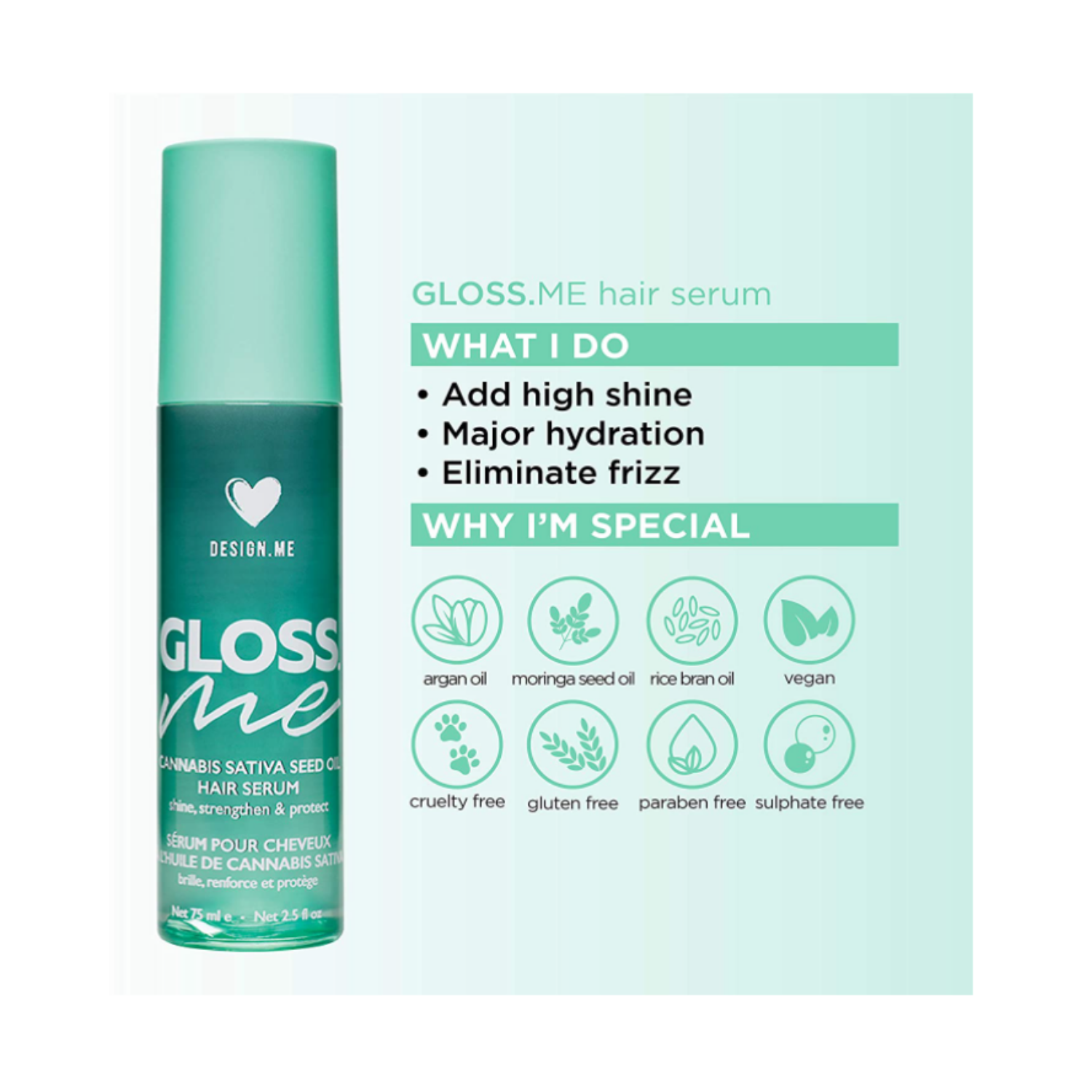 Design.ME Gloss.Me Hair Serum with Argan Oil - 80mL